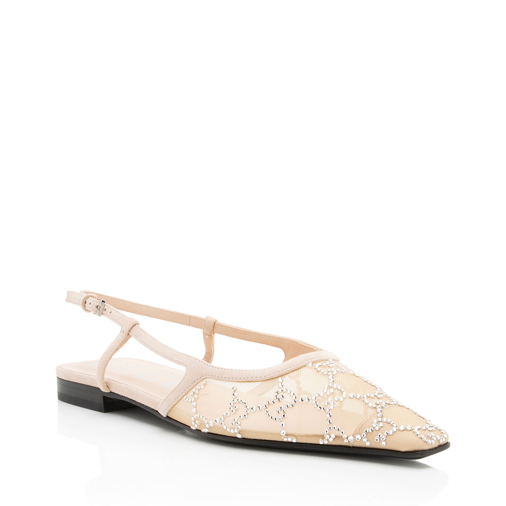 Gucci Mesh Crystal GG Slingback Ballet Flats - Size 6.5 / 36.5
