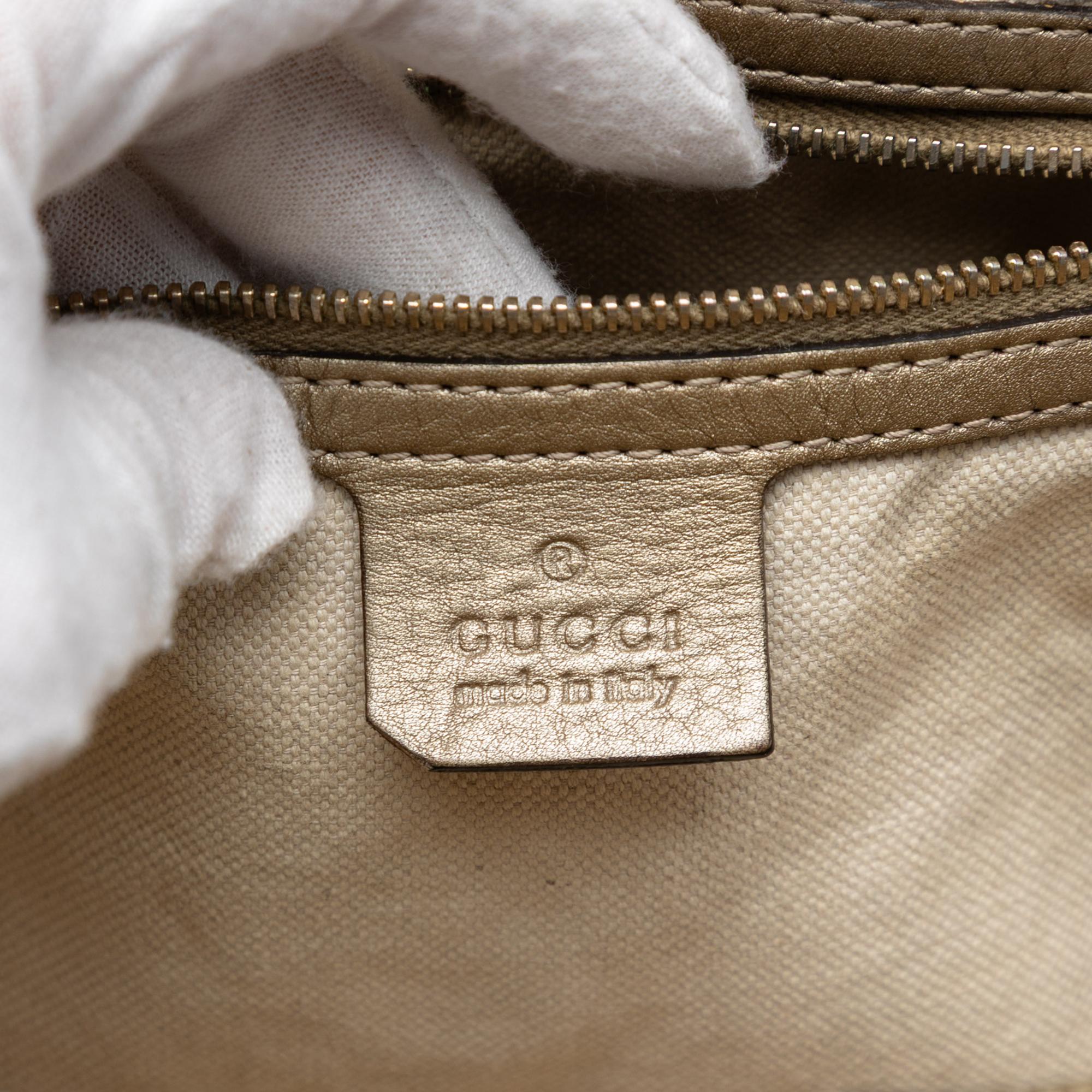 Gucci Metallic Grained Leather Bella Tote