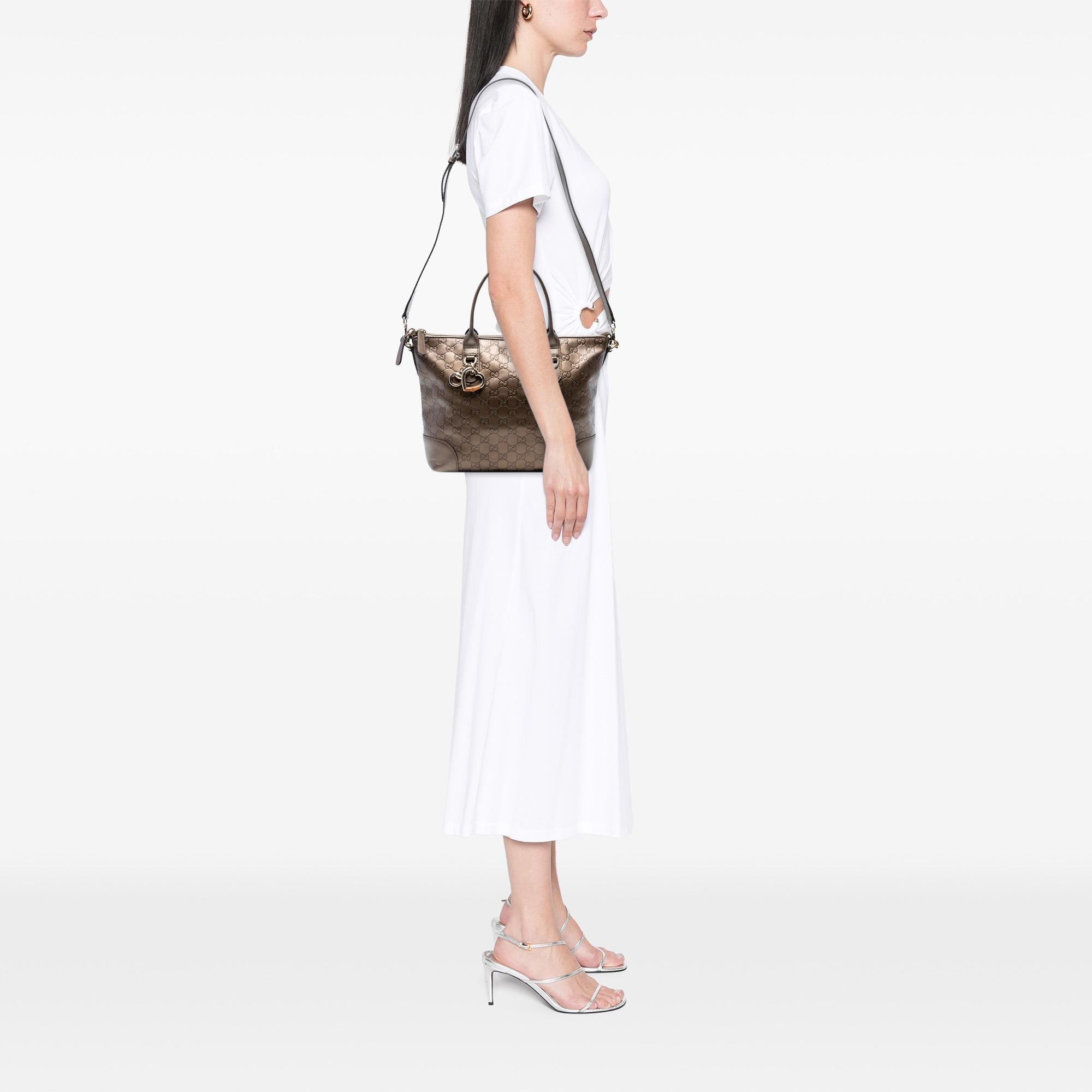 Gucci Metallic Guccissima Heart Bit Tote