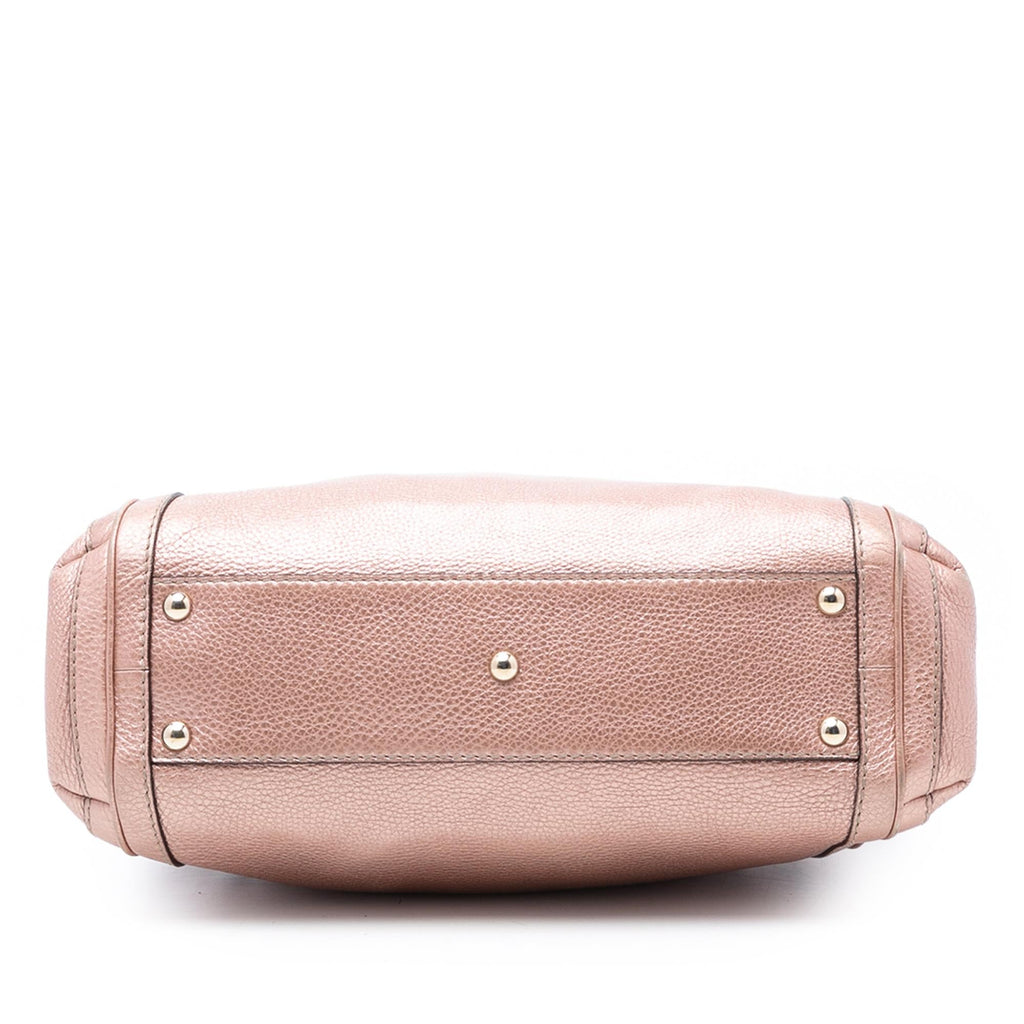 Gucci Metallic Pebbled Calfskin Bella Satchel