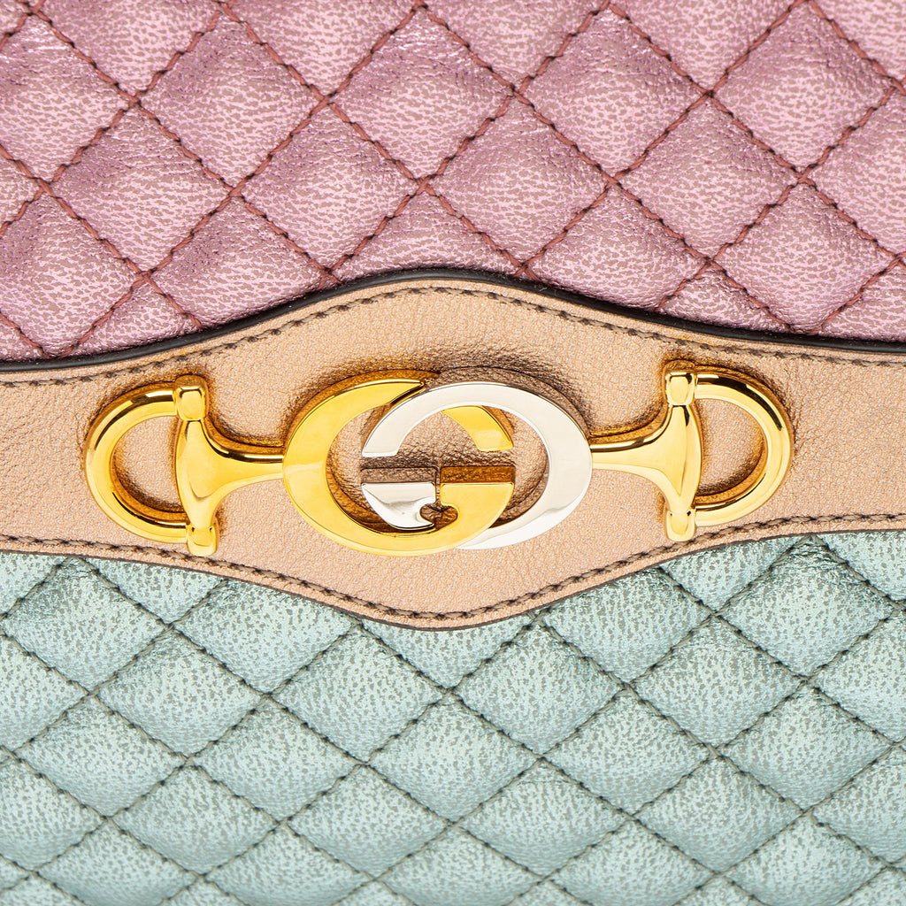 Gucci Metallic Quilted Leather Trapuntata Small Shoulder Bag