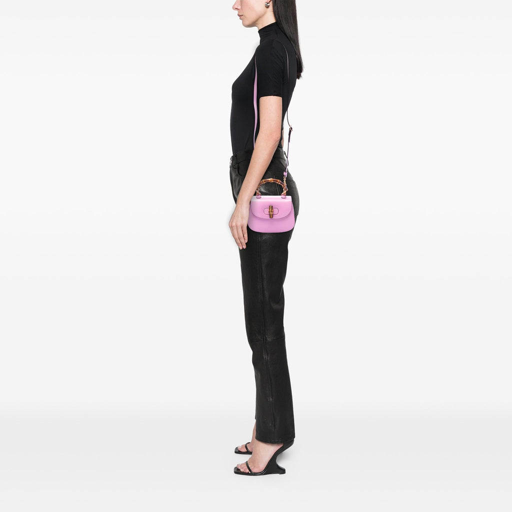 Gucci Mini Calfskin Web 1947 Bamboo Top Handle Bag