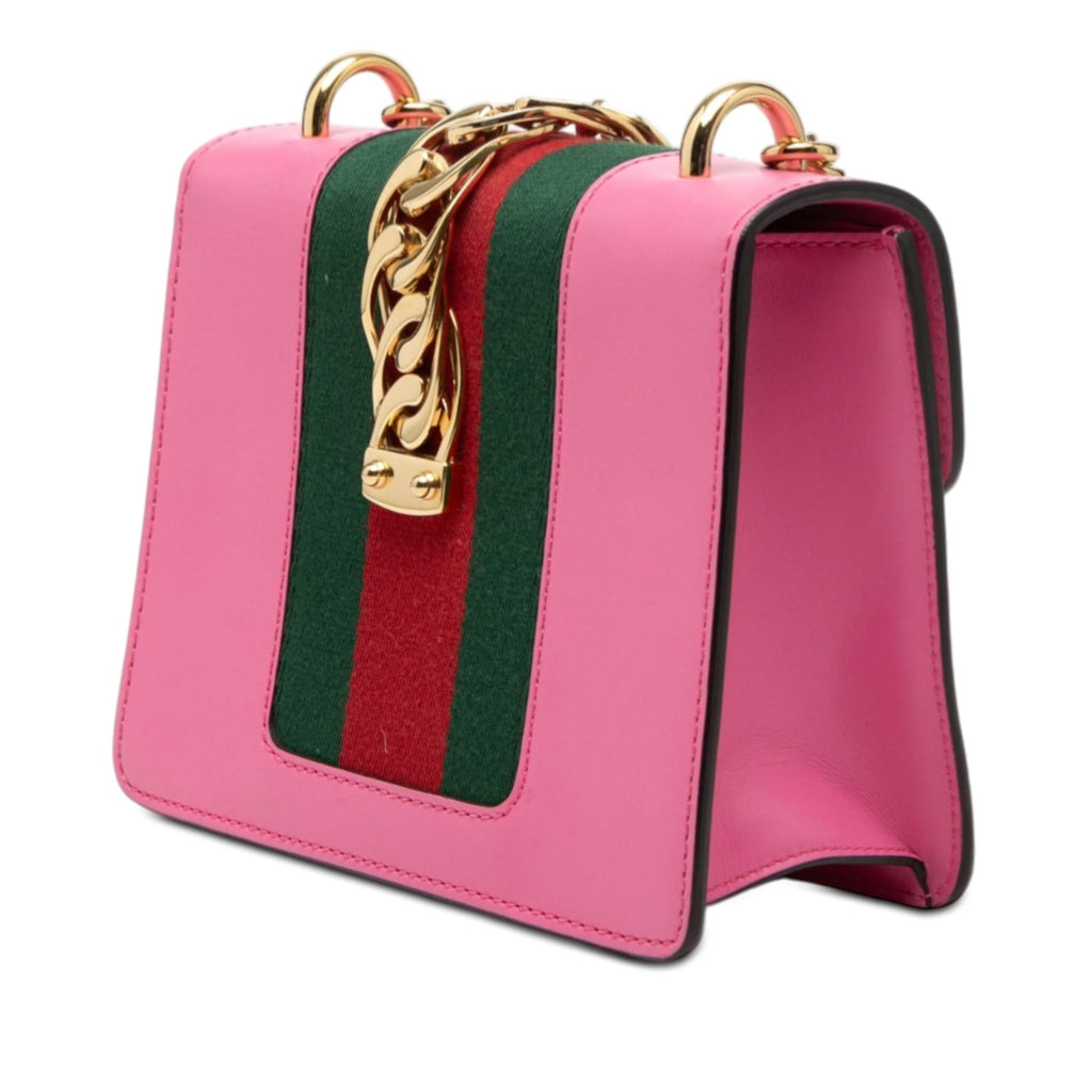 Gucci Mini Calfskin Web Sylvie Chain Crossbody