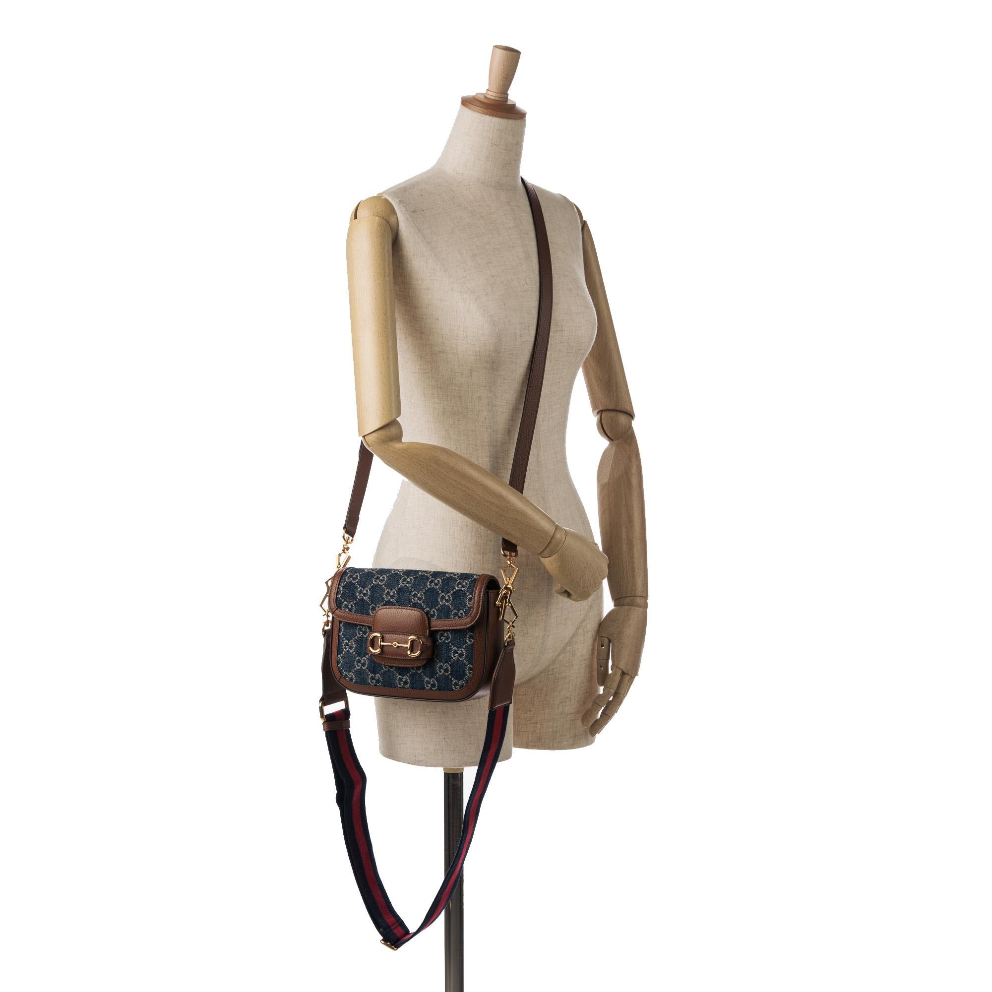 Gucci Mini GG Denim Horsebit 1955 Satchel (SHG-7wIpkG)