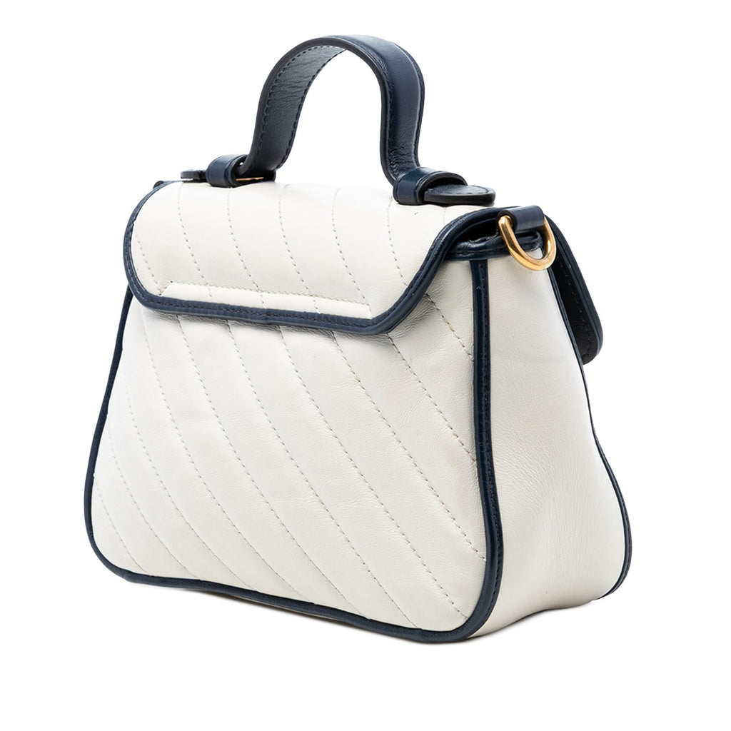 Gucci Mini GG Marmont Matelasse Diagonal Leather Torchon Top Handle Bag
