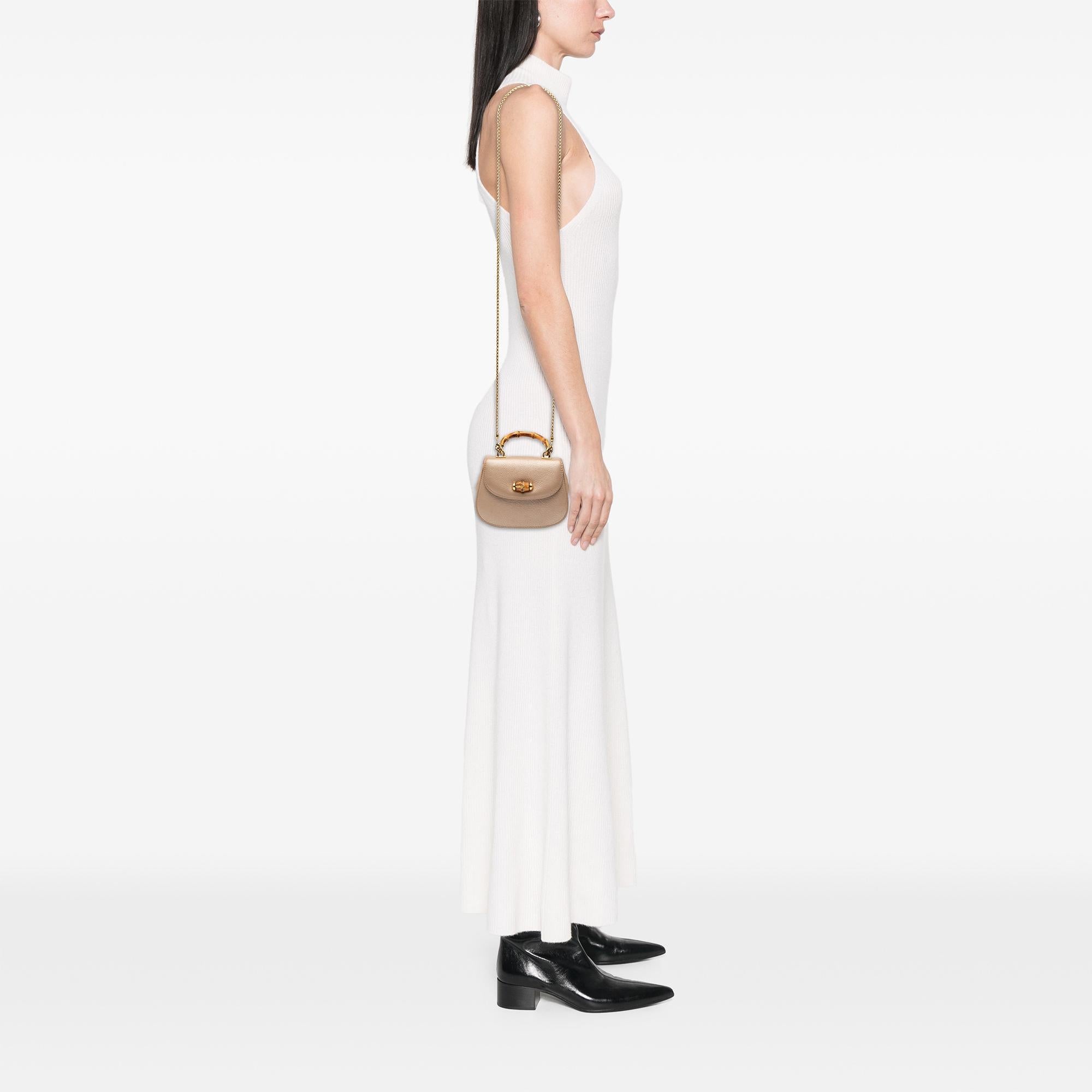 Gucci Mini Metallic Calfskin Bamboo Night