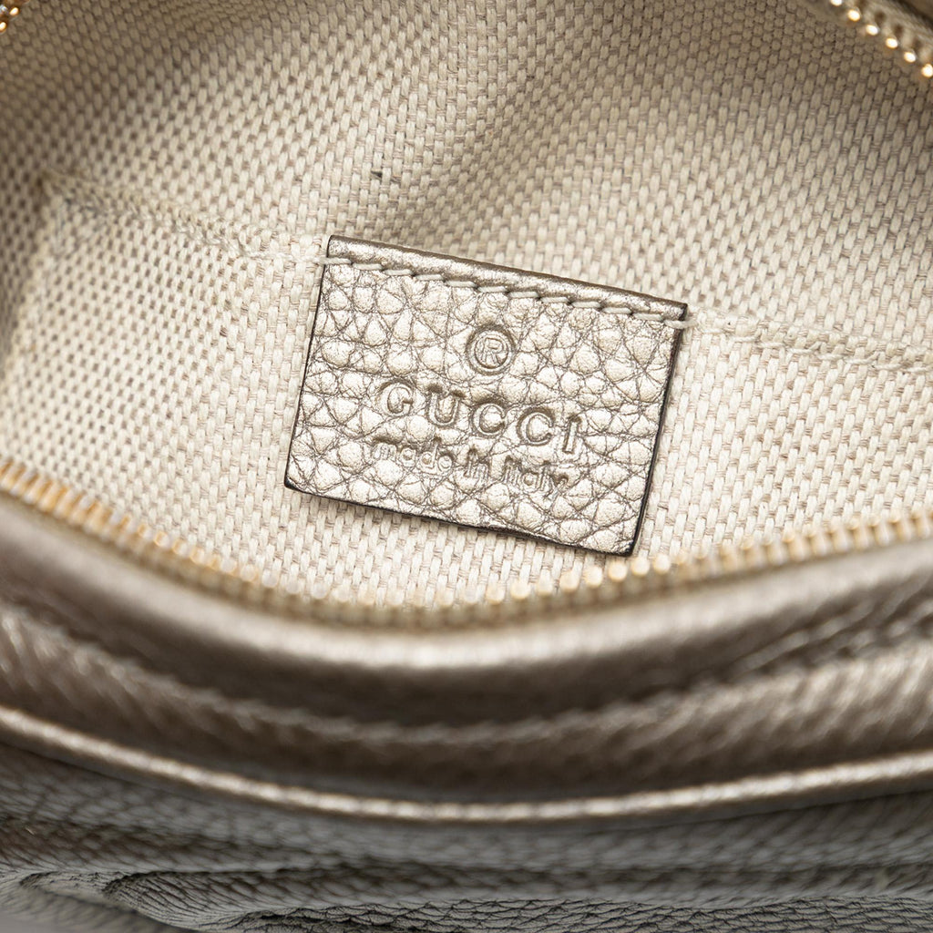 Gucci Mini Metallic Pebbled Calfskin Soho Chain Crossbody