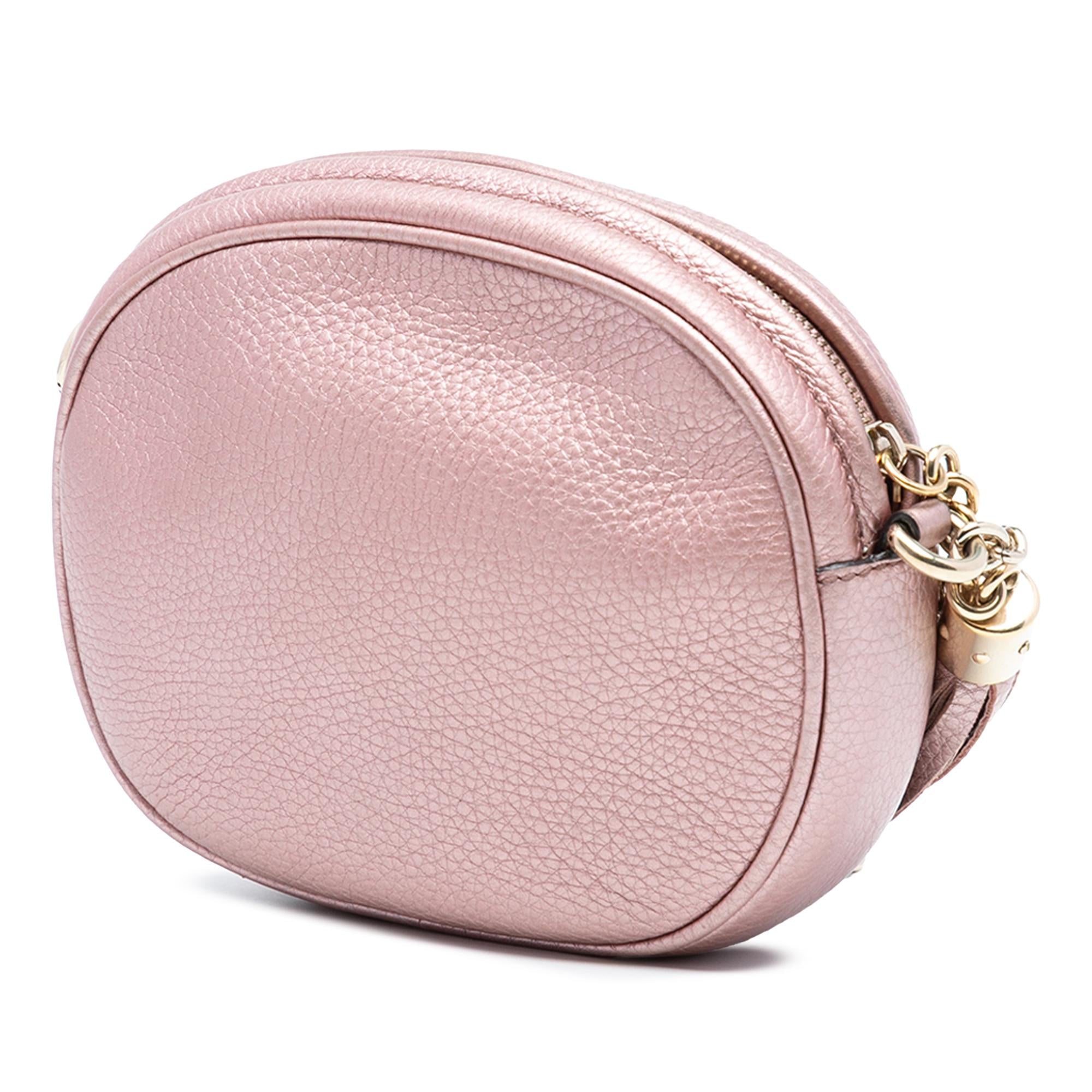 Gucci Mini Metallic Pebbled Calfskin Soho Chain Crossbody