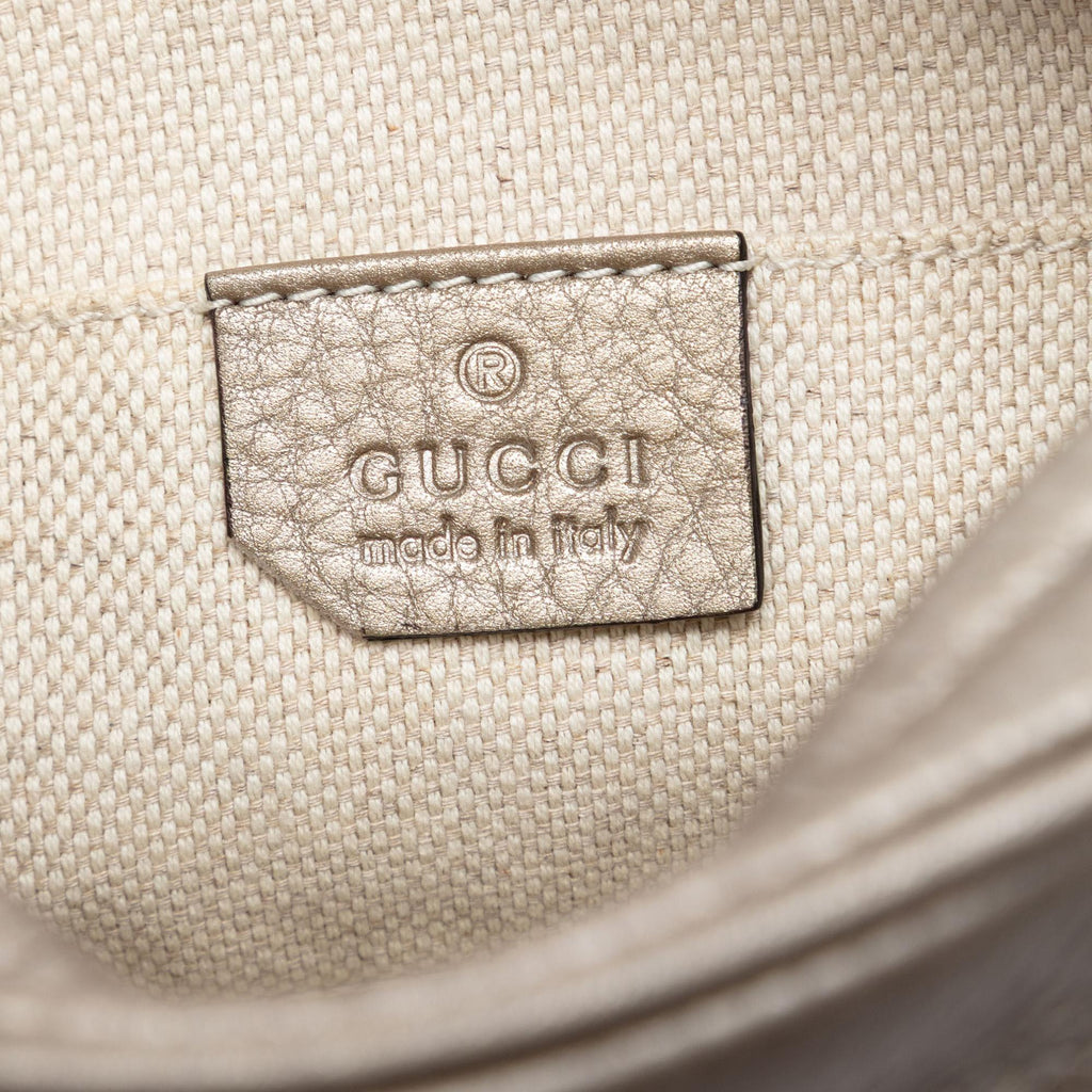 Gucci Mini Metallic Pebbled Calfskin Soho Chain Crossbody