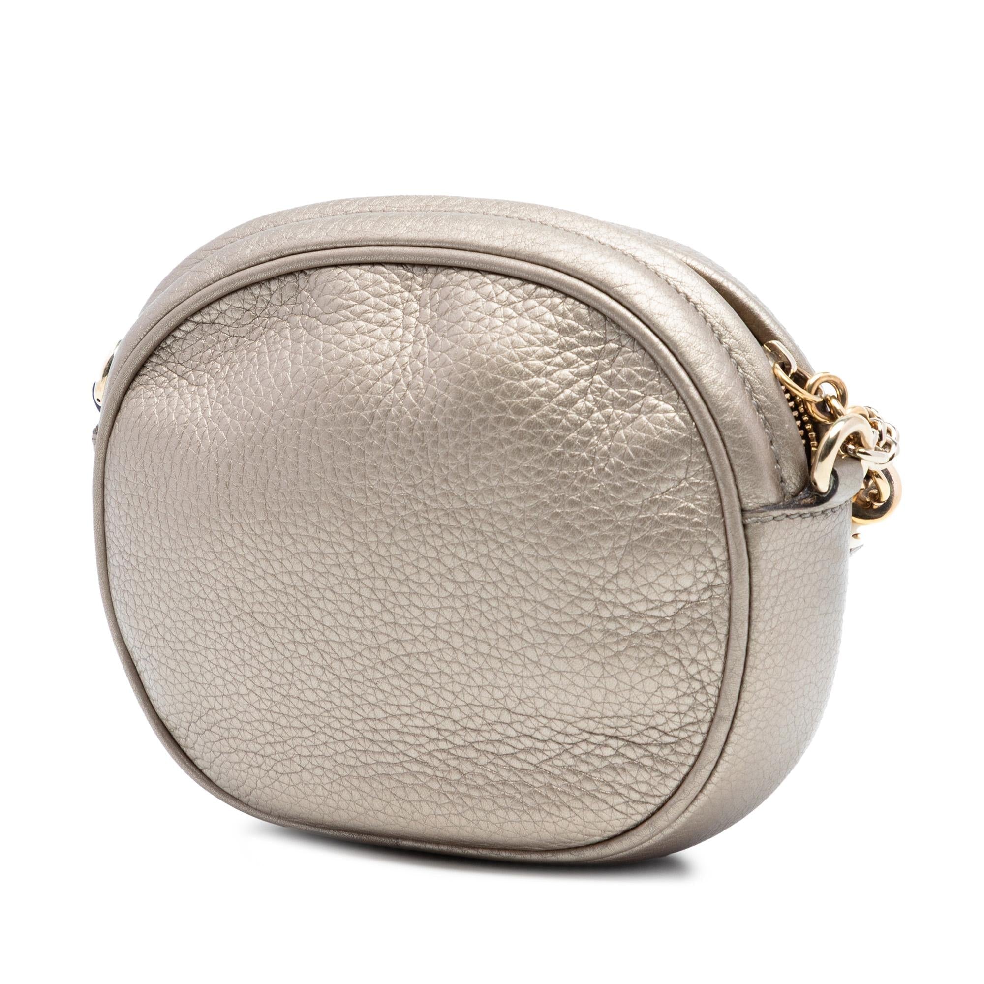Gucci Mini Metallic Pebbled Calfskin Soho Chain Crossbody