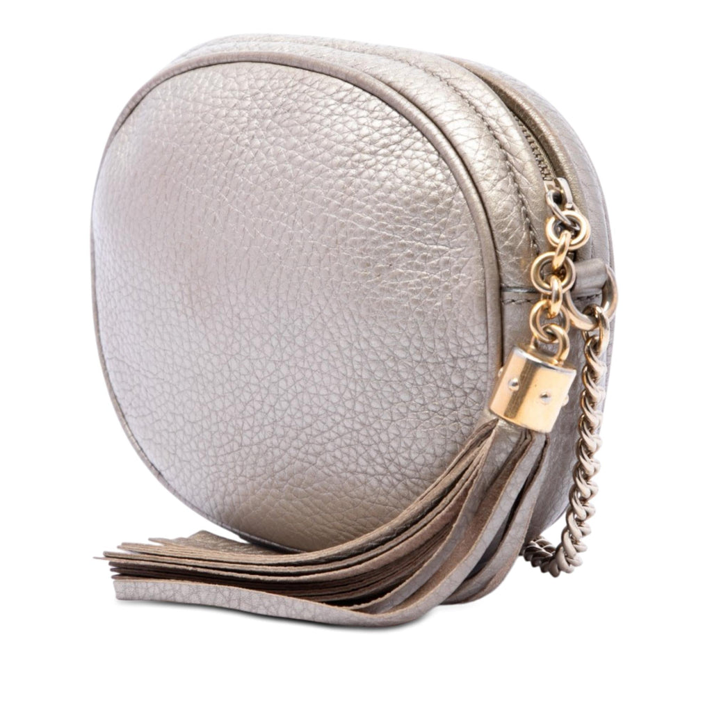 Gucci Mini Metallic Pebbled Calfskin Soho Chain Crossbody