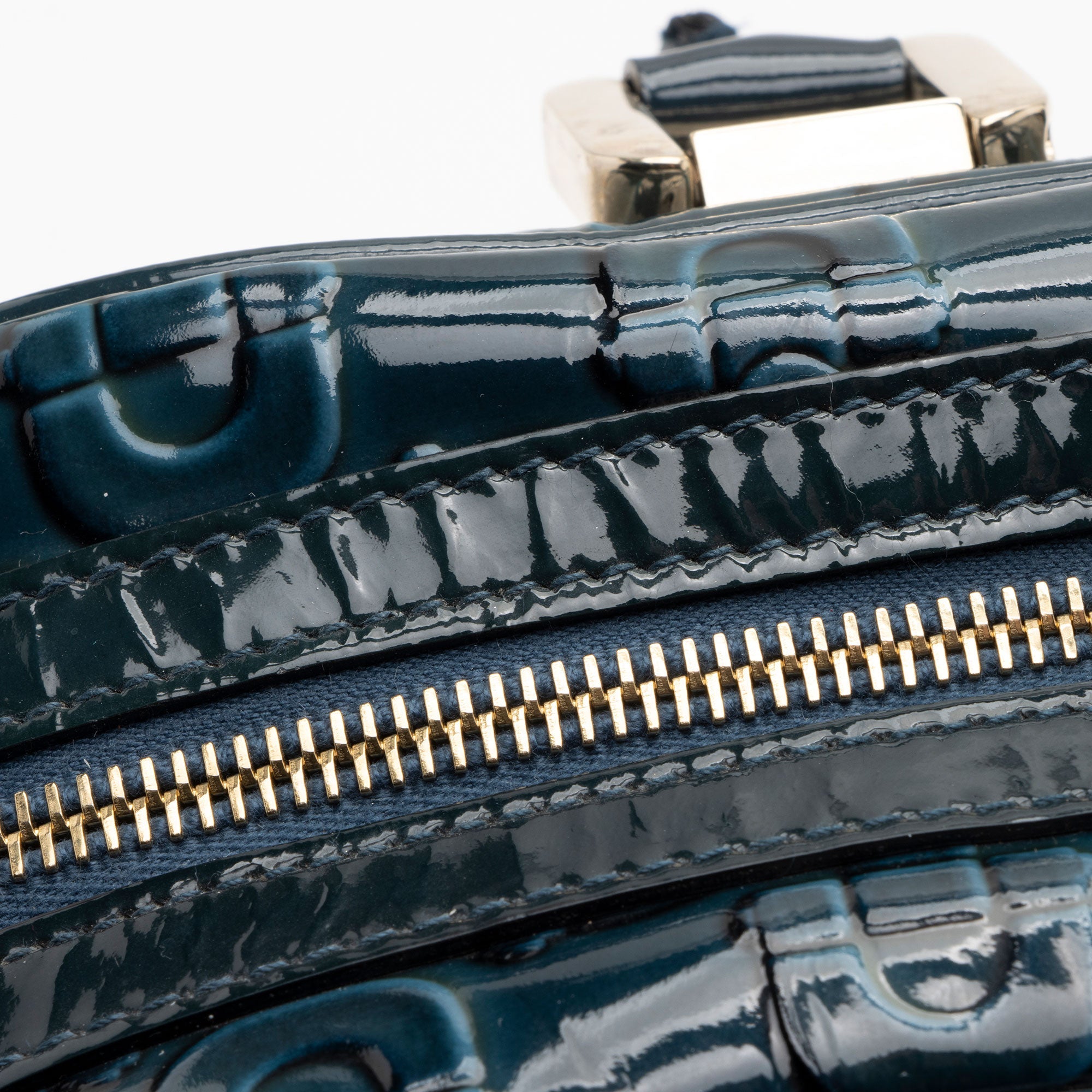 Gucci Embossed Horsebit Patent Leather Satchel