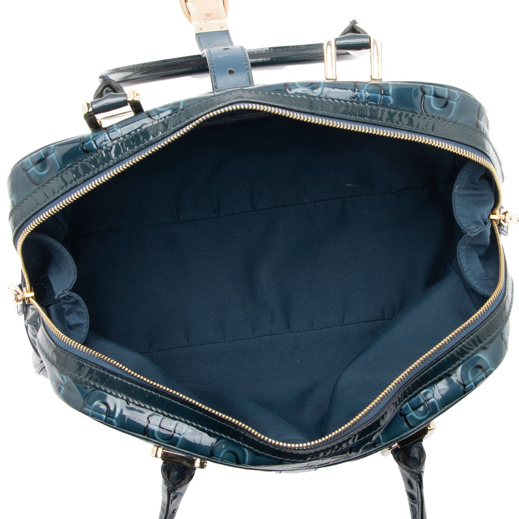 Gucci Embossed Horsebit Patent Leather Satchel