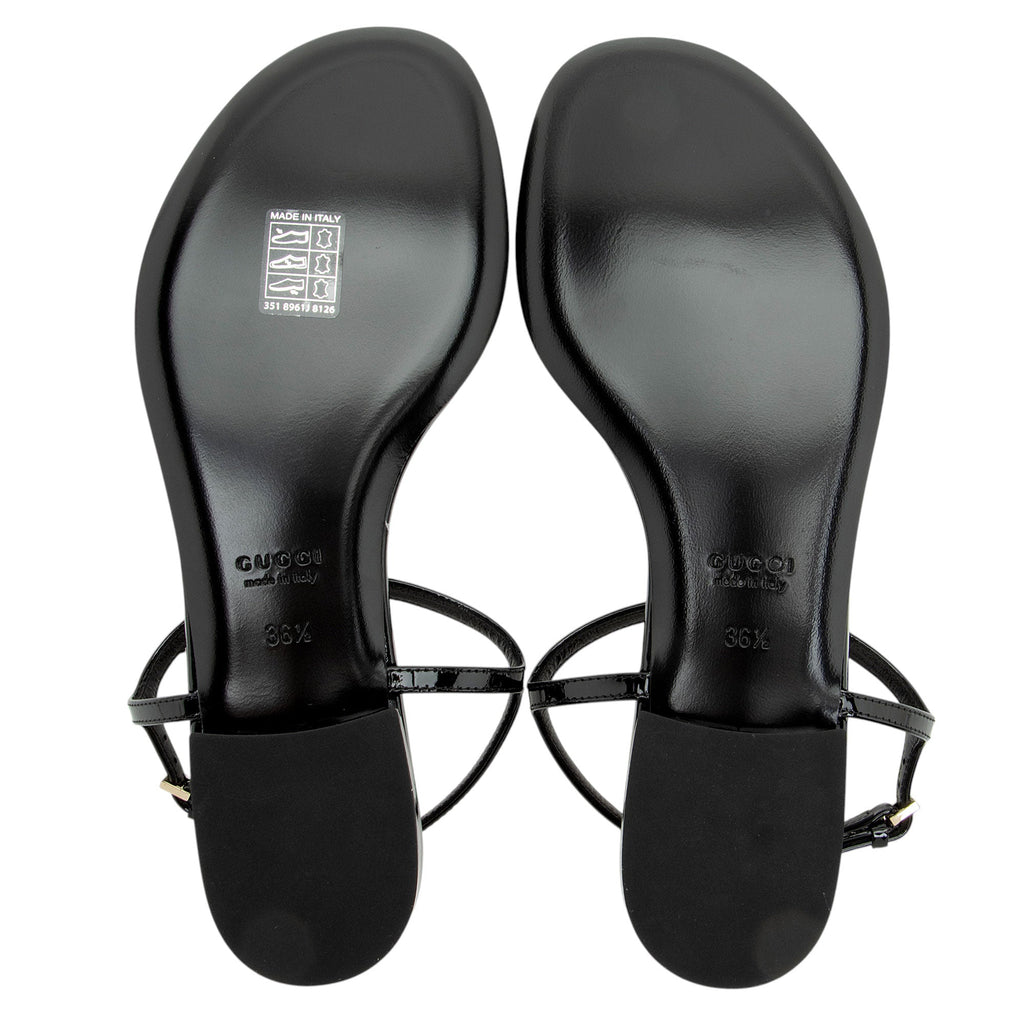 Gucci Patent Leather Signoria Thong Sandals - Size 6.5 / 36.5