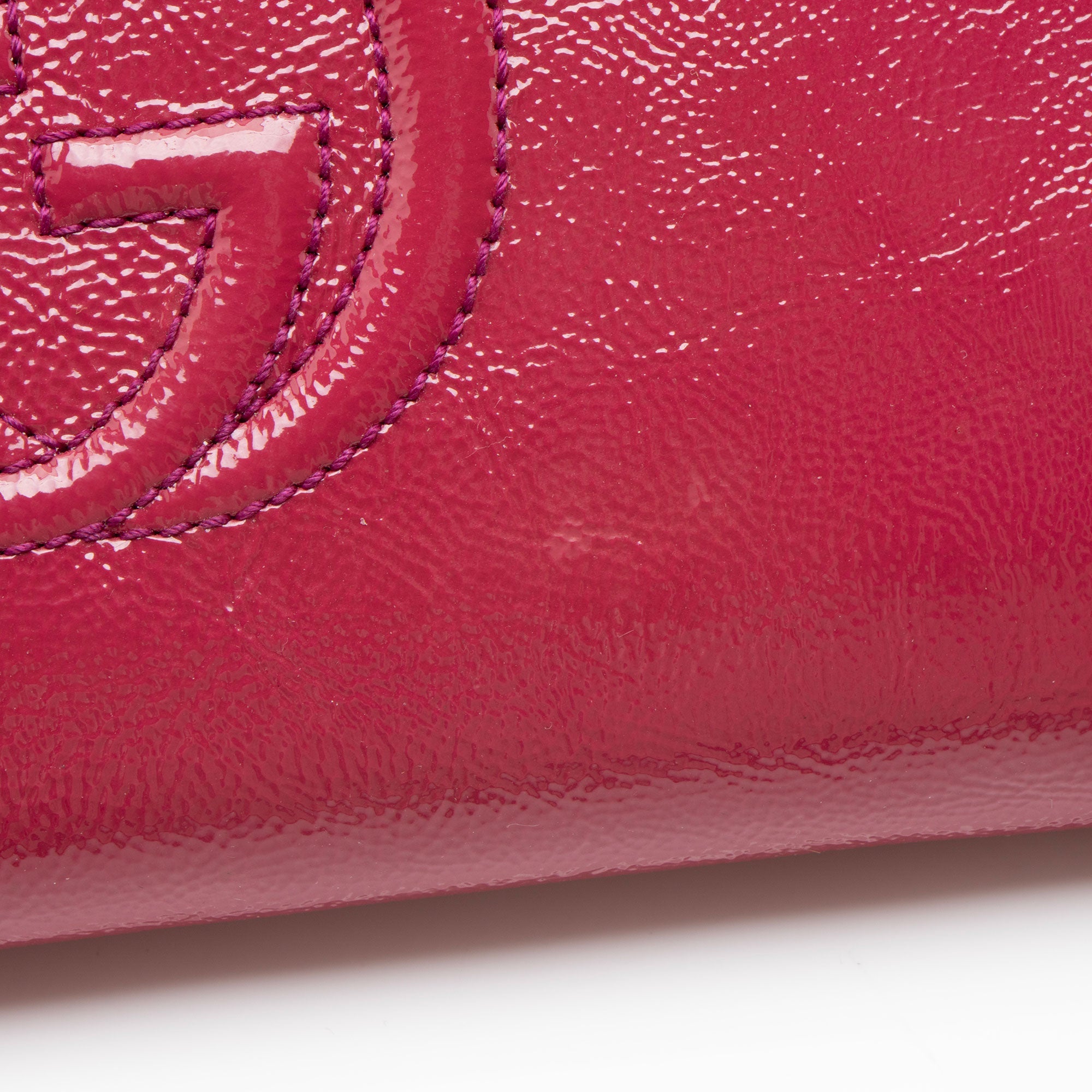 Gucci Patent Leather Soho Travel Zip Around Wallet