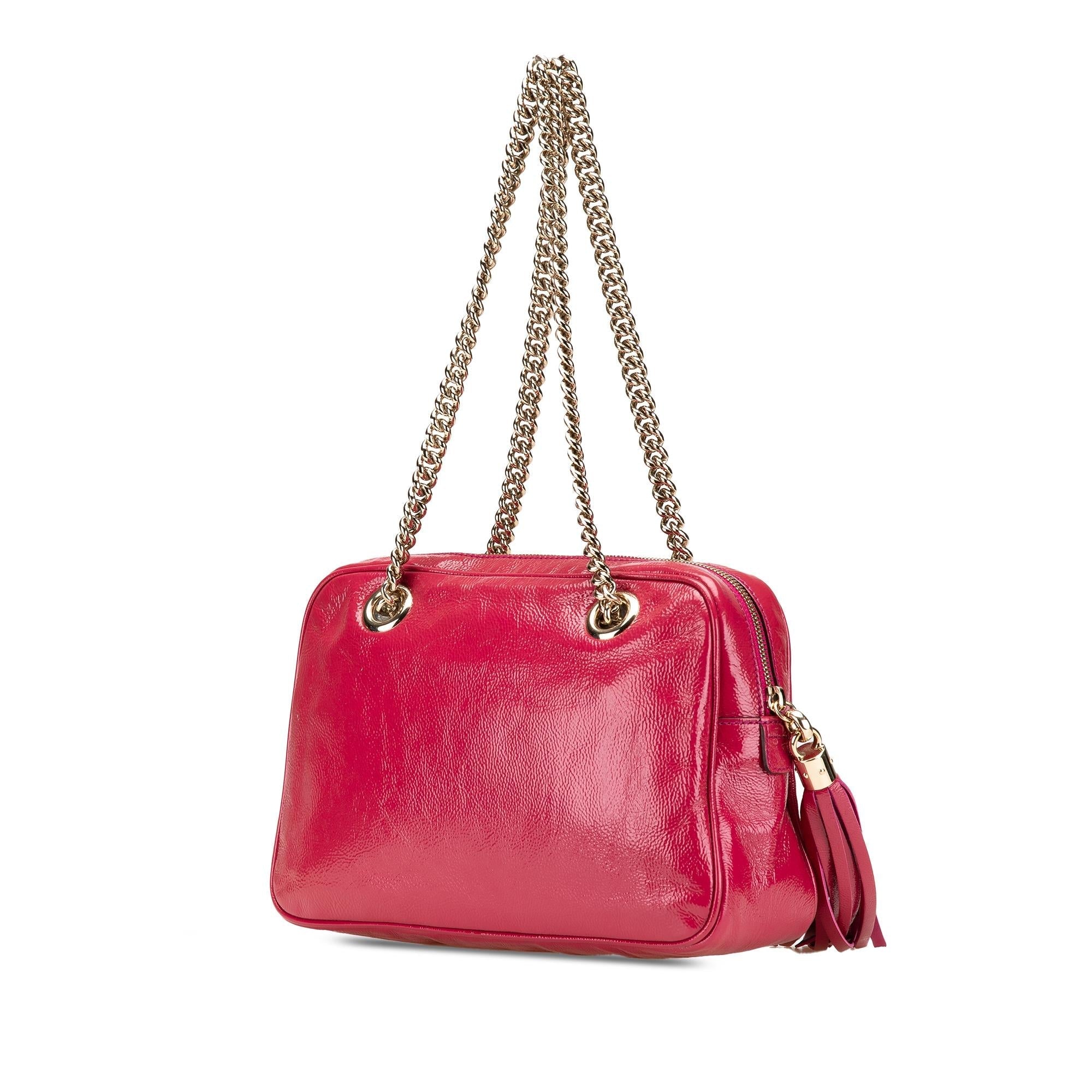 Gucci Patent Soho Chain Zip Shoulder Bag