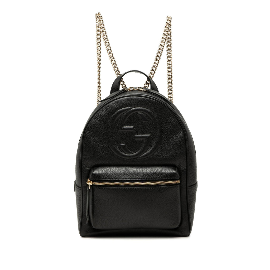 Gucci Pebbled Calfskin Soho Chain Backpack