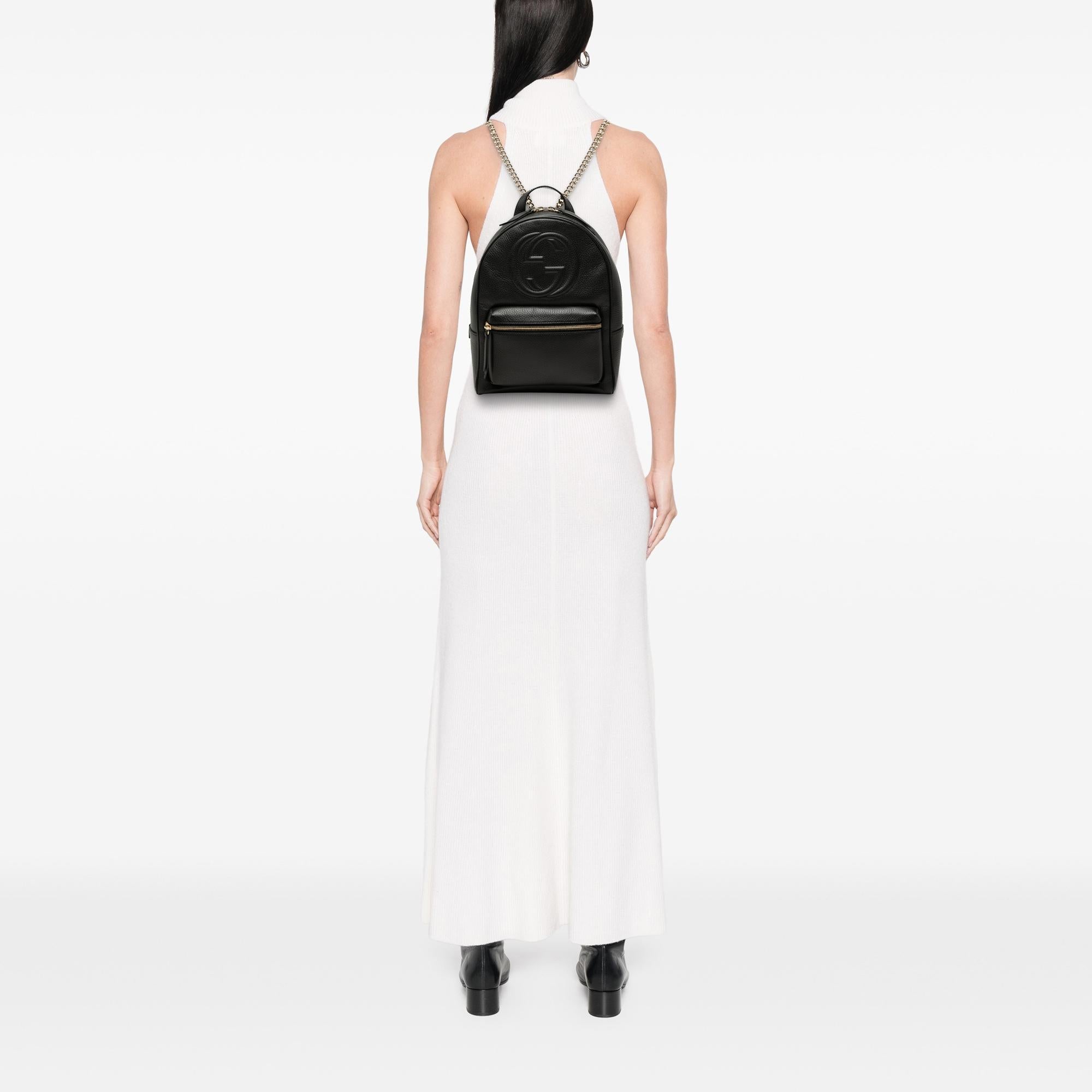 Gucci Pebbled Calfskin Soho Chain Backpack