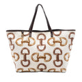 Gucci Printed Canvas Bamboo Horsebit Tote