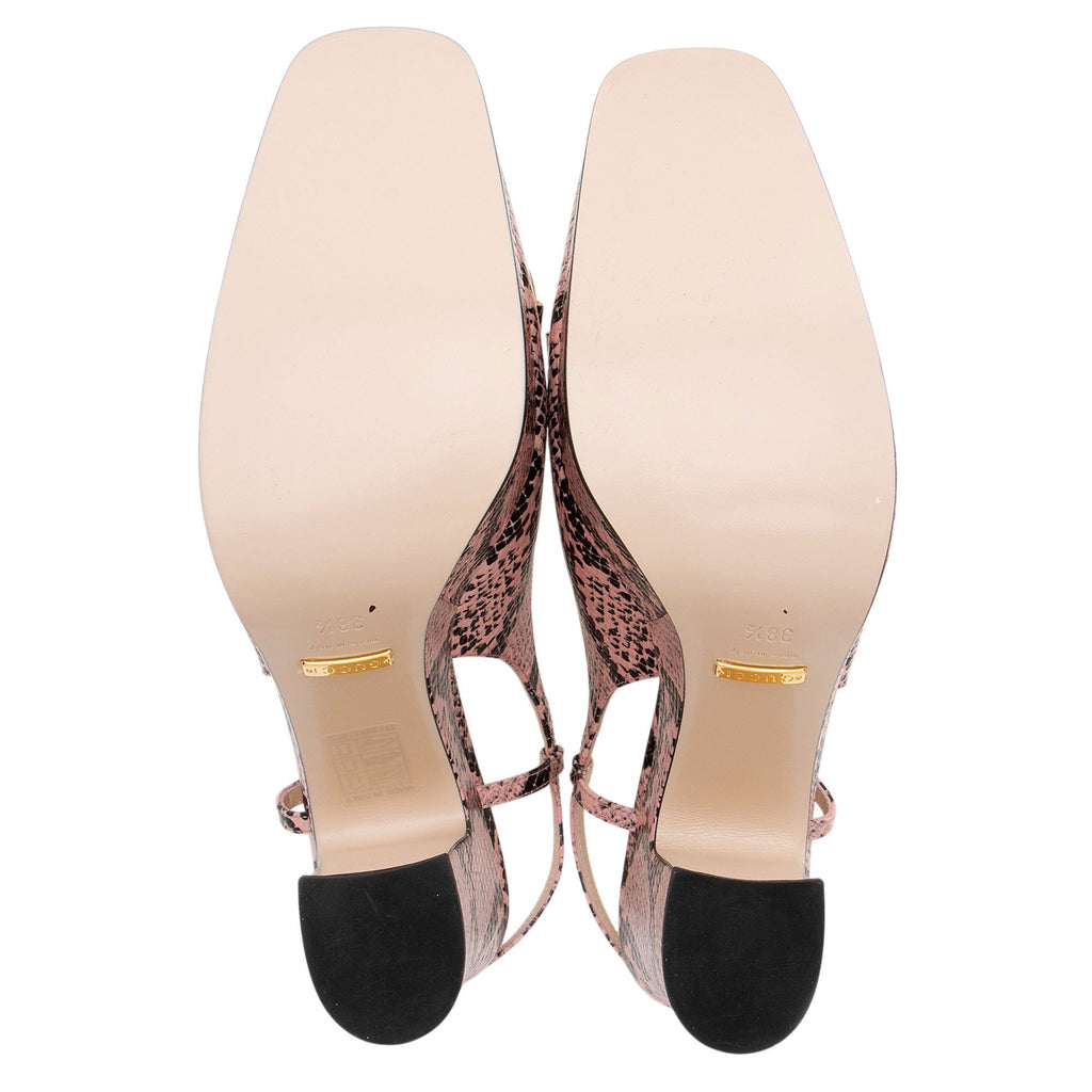 Gucci Python Embossed Horsebit Slingback Platform Pumps - Size 8.5 / 38.5