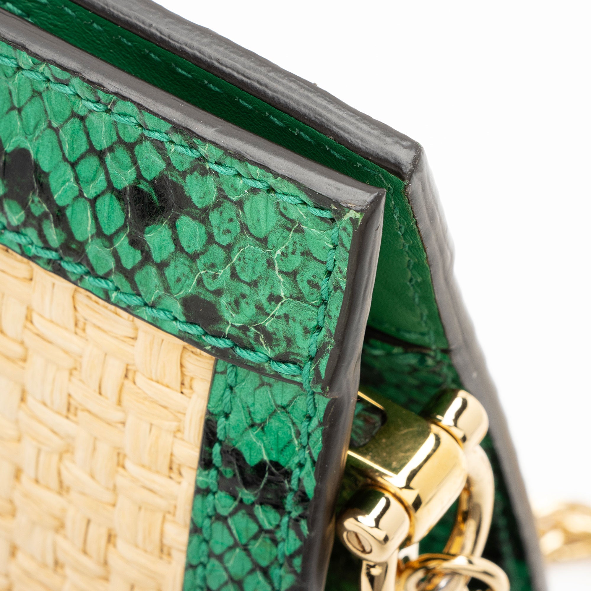 Gucci Raffia Python Ophidia Medium Chain Shoulder Bag