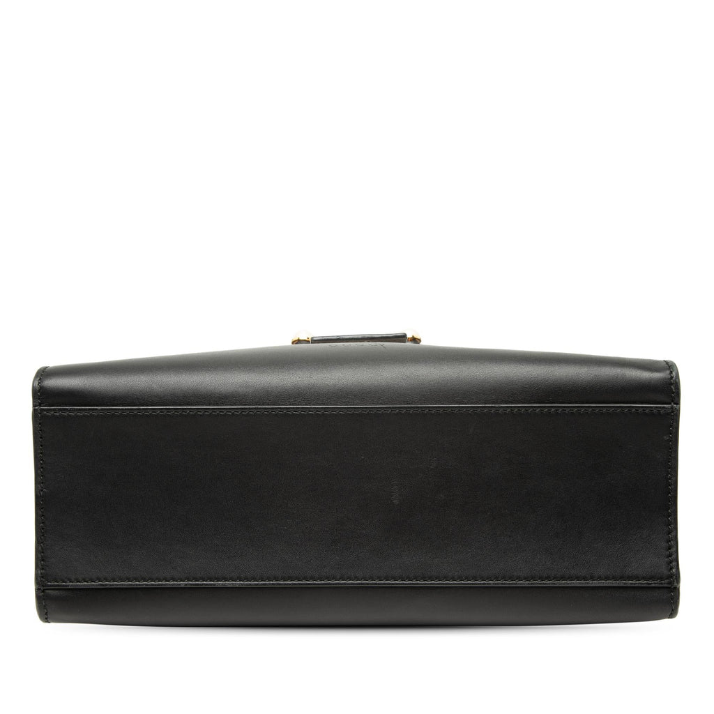 Gucci Small Bicolor Calfskin Bamboo Buckle Web Top Handle Bag