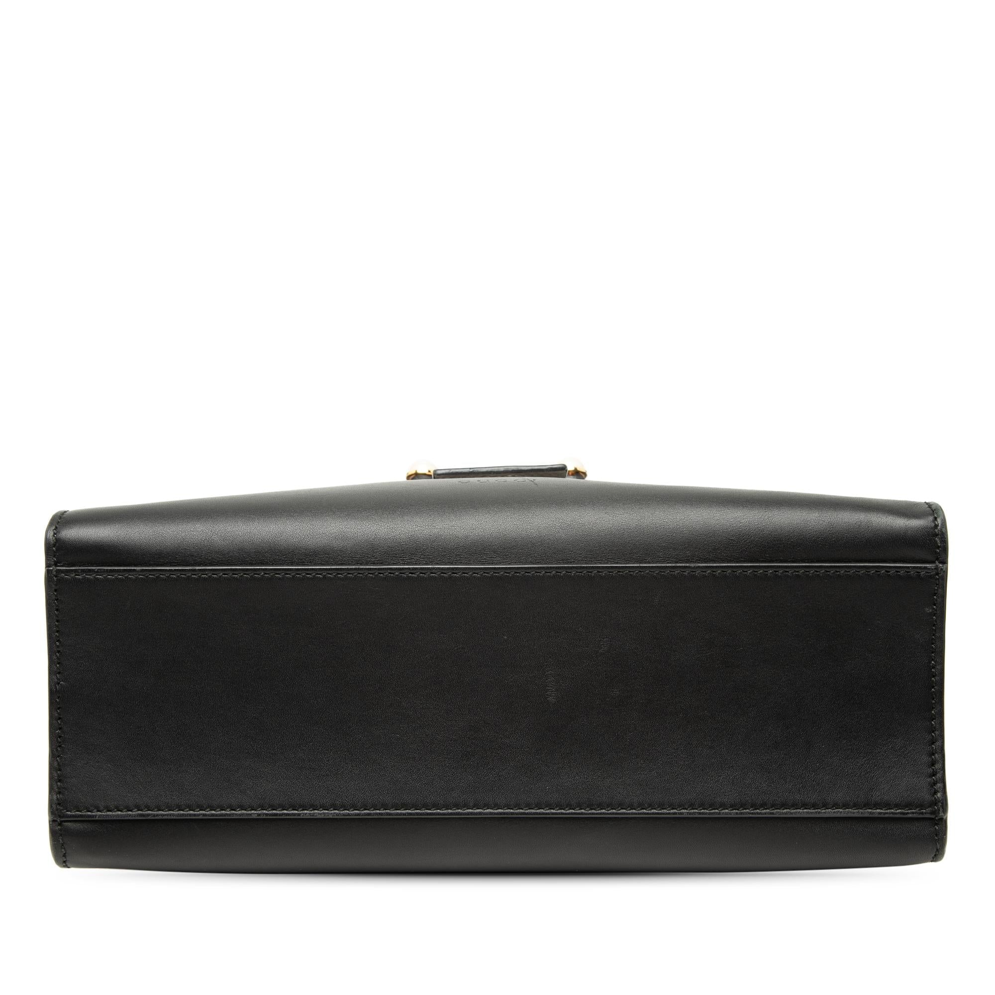 Gucci Small Bicolor Calfskin Bamboo Buckle Web Top Handle Bag