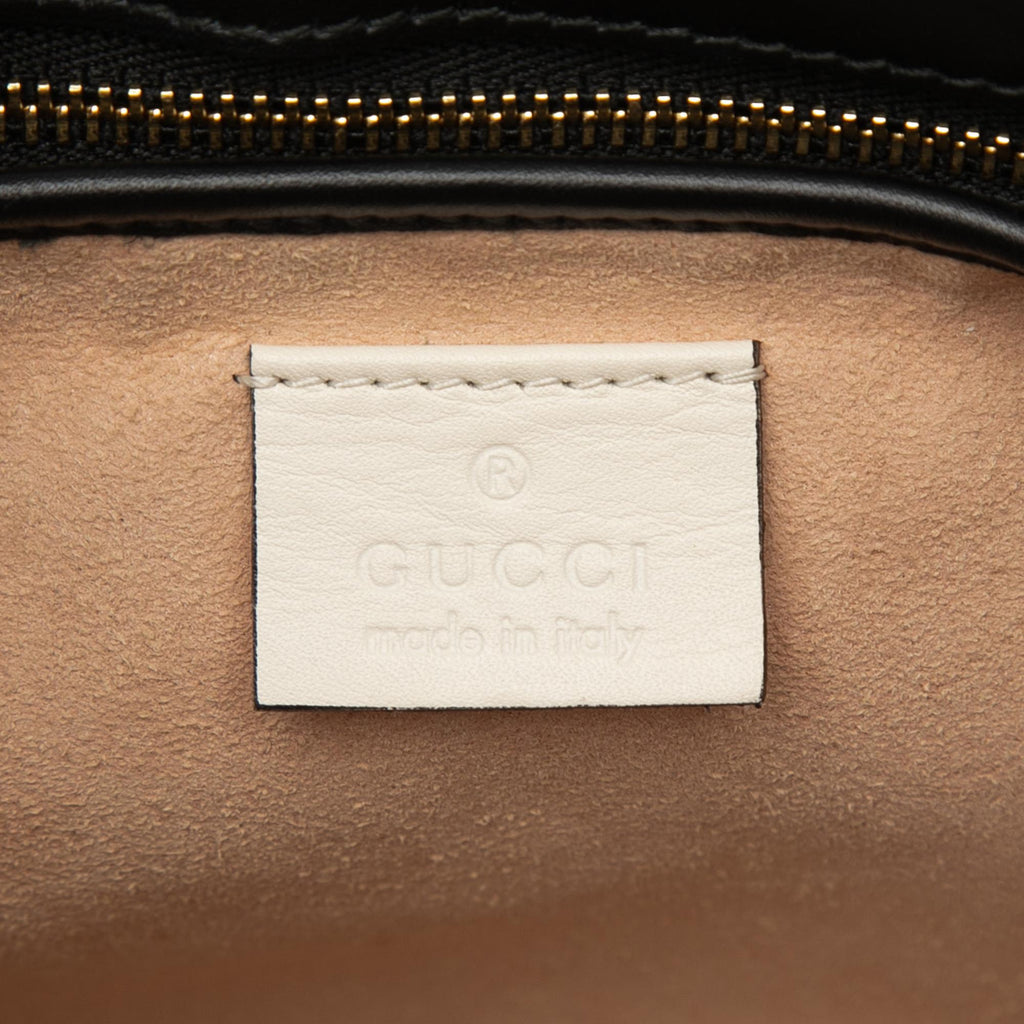 Gucci Small Bicolor Calfskin Bamboo Buckle Web Top Handle Bag