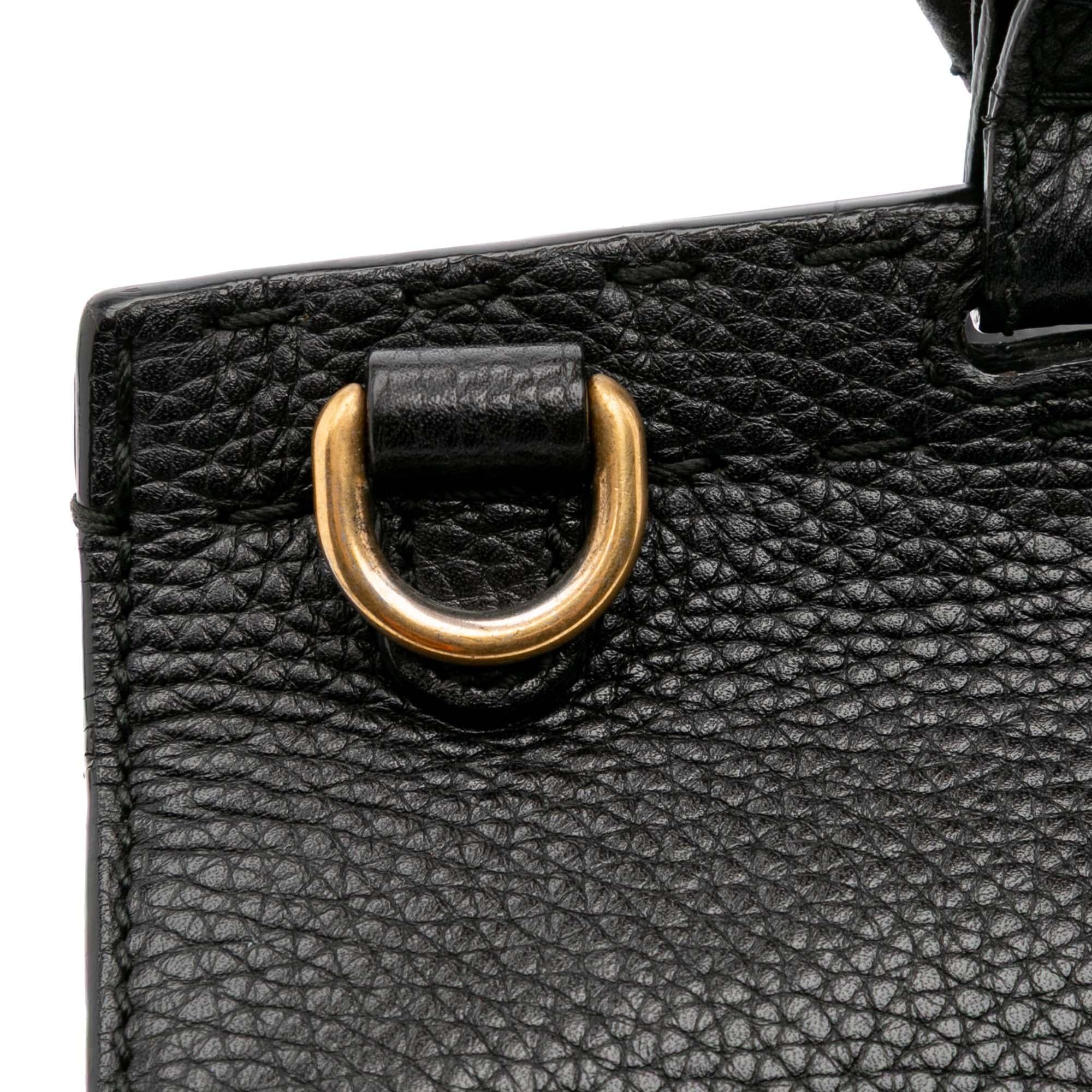 Gucci Small GG Marmont Grained Calfskin Top Handle Satchel