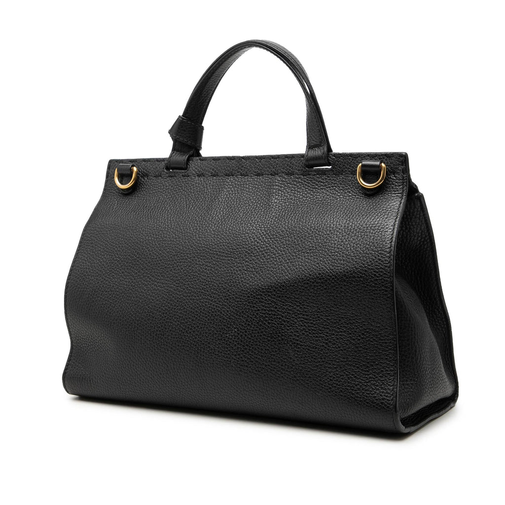 Gucci Small GG Marmont Grained Calfskin Top Handle Satchel