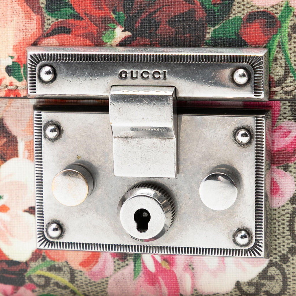 Gucci Small GG Supreme Blooms Padlock Crossbody