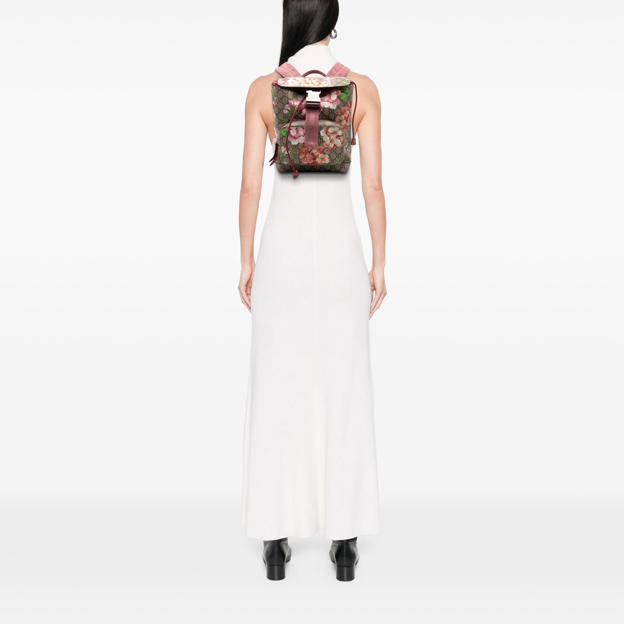 Gucci Small GG Supreme Blooms Single Buckle Backpack