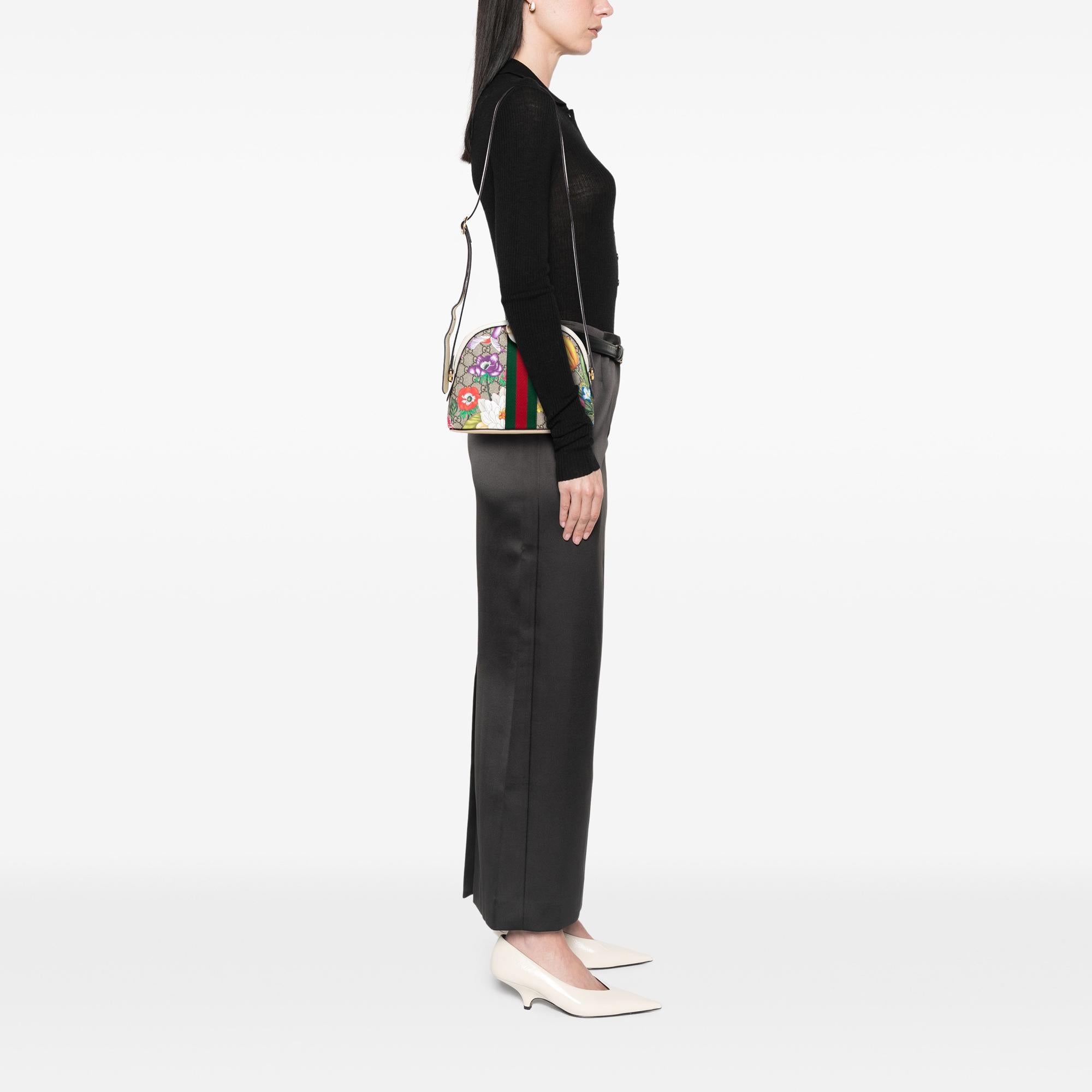 Gucci Small GG Supreme Web  Flora Ophidia Dome Crossbody
