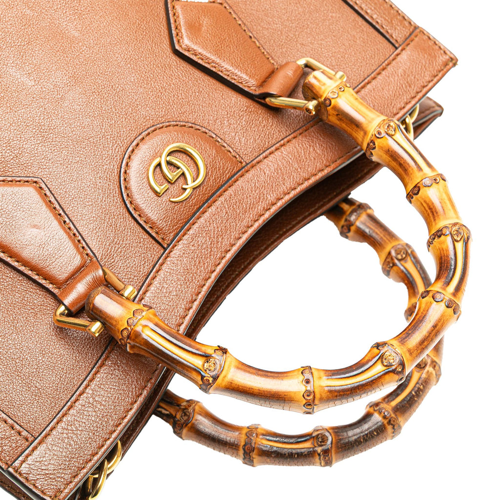 Gucci Small Leather Bamboo Diana Satchel