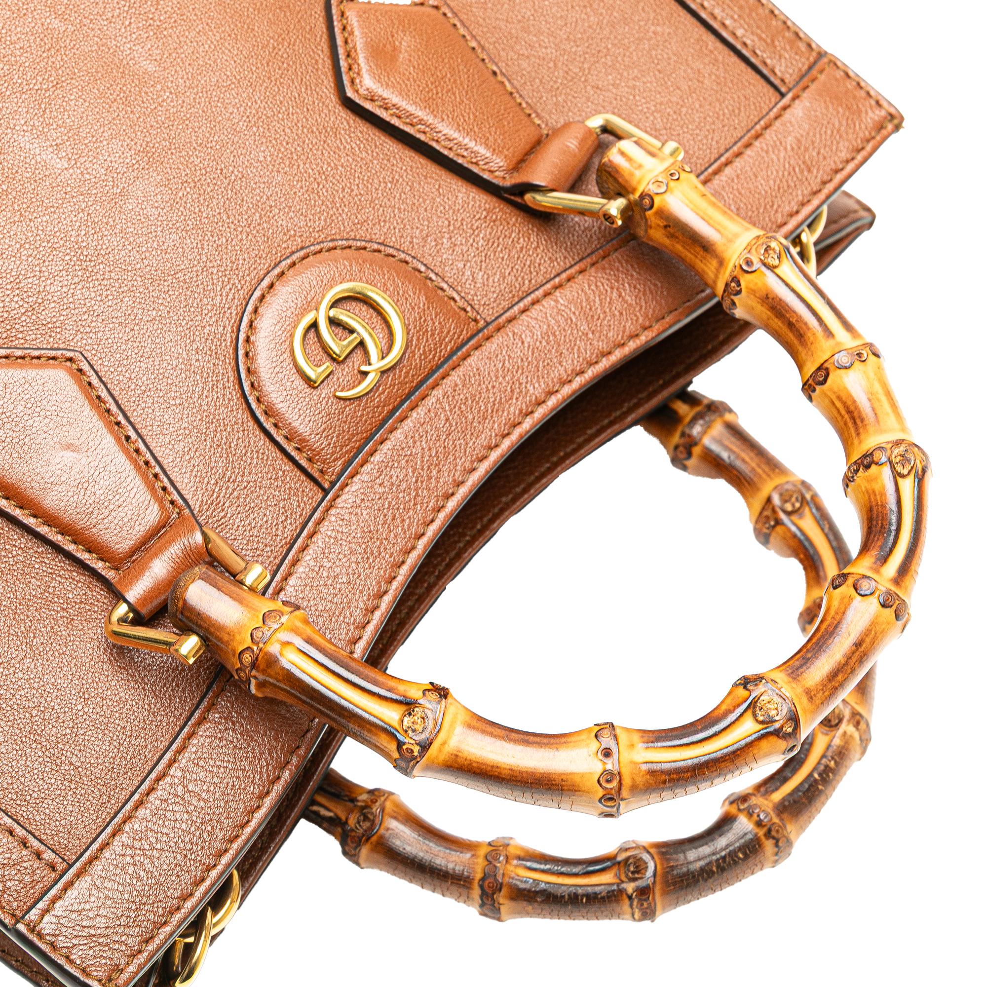 Gucci Small Leather Bamboo Diana Satchel