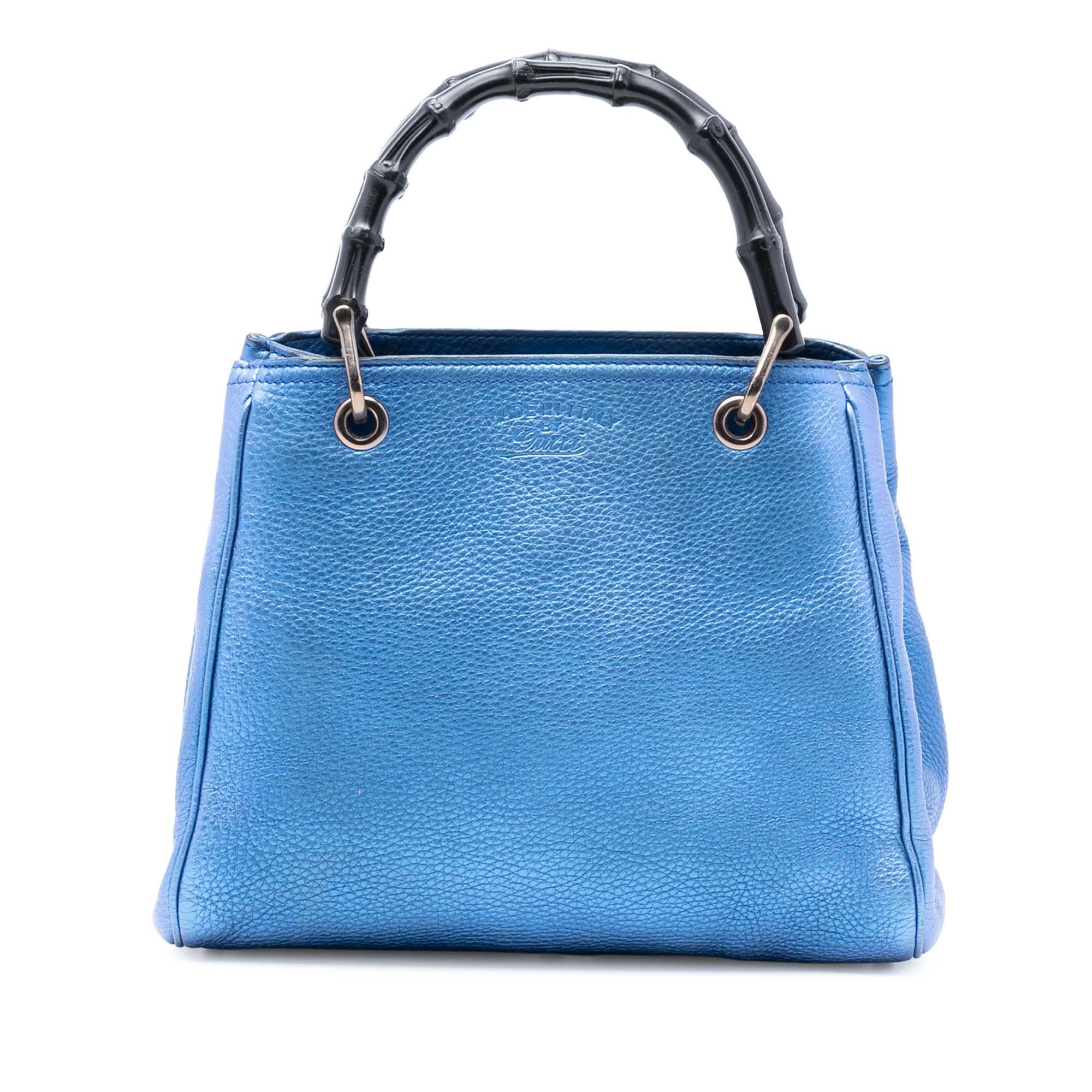 Gucci Small Metallic Calfskin Bamboo Shopper Satchel