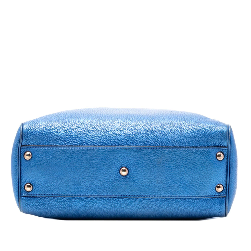Gucci Small Metallic Calfskin Bamboo Shopper Satchel