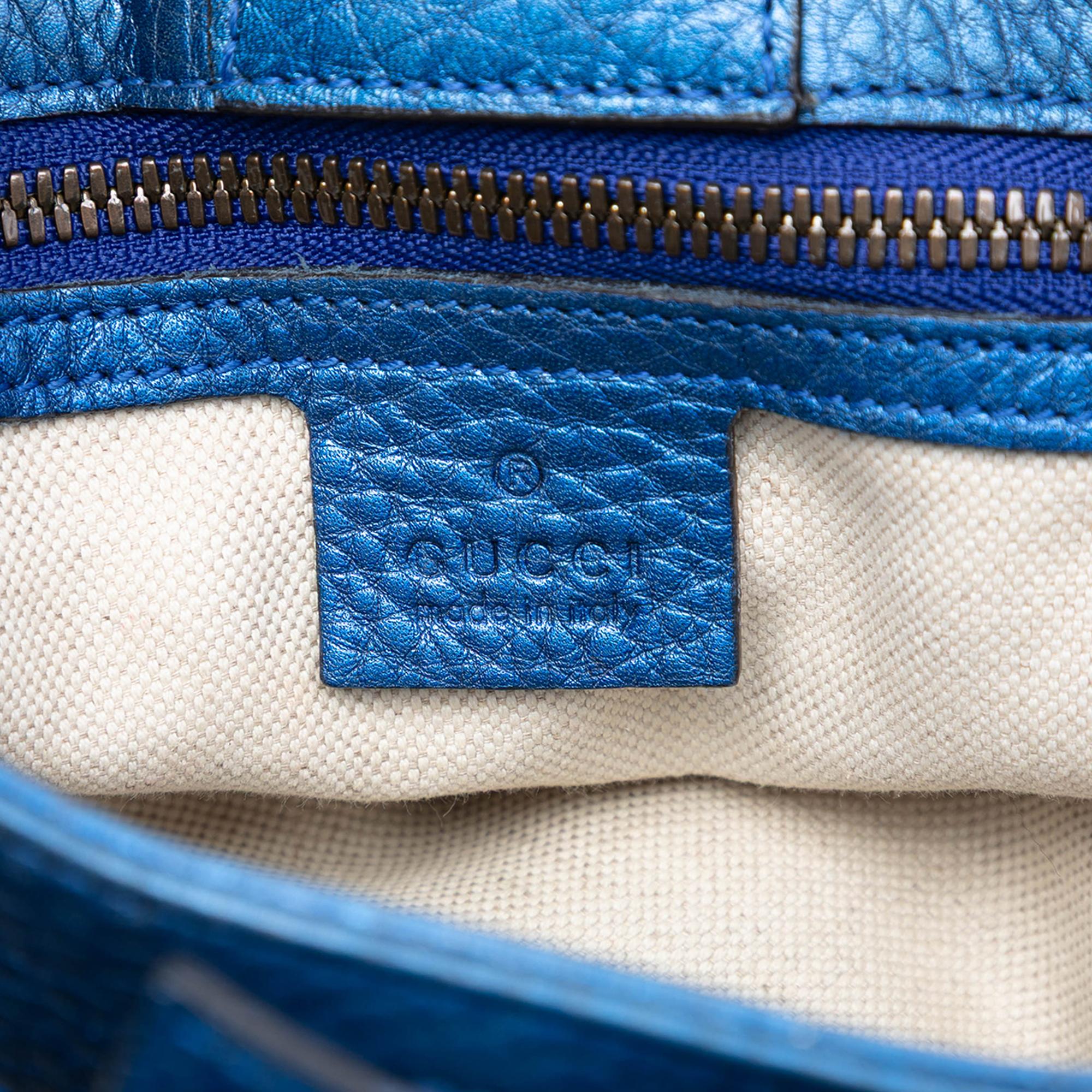 Gucci Small Metallic Calfskin Bamboo Shopper Satchel