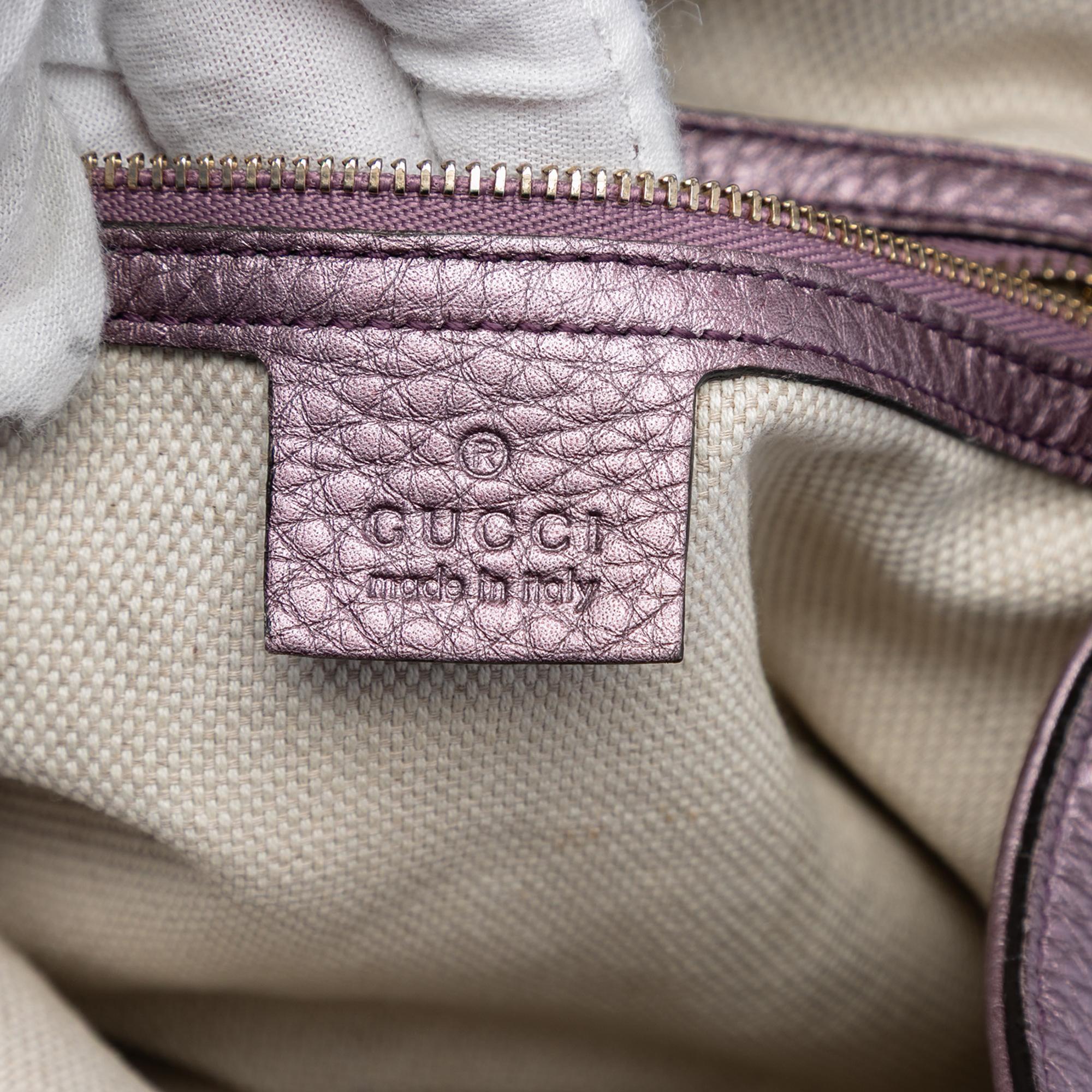 Gucci Small Metallic Leather Soho Satchel