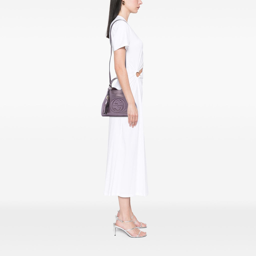 Gucci Small Metallic Leather Soho Satchel