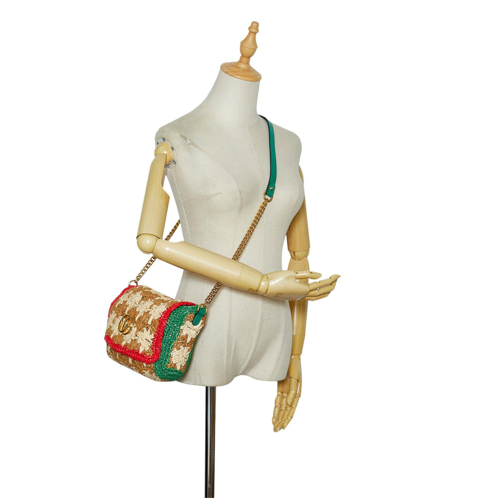 Gucci Small Raffia GG Marmont Crossbody (SHG-aHeBXr)