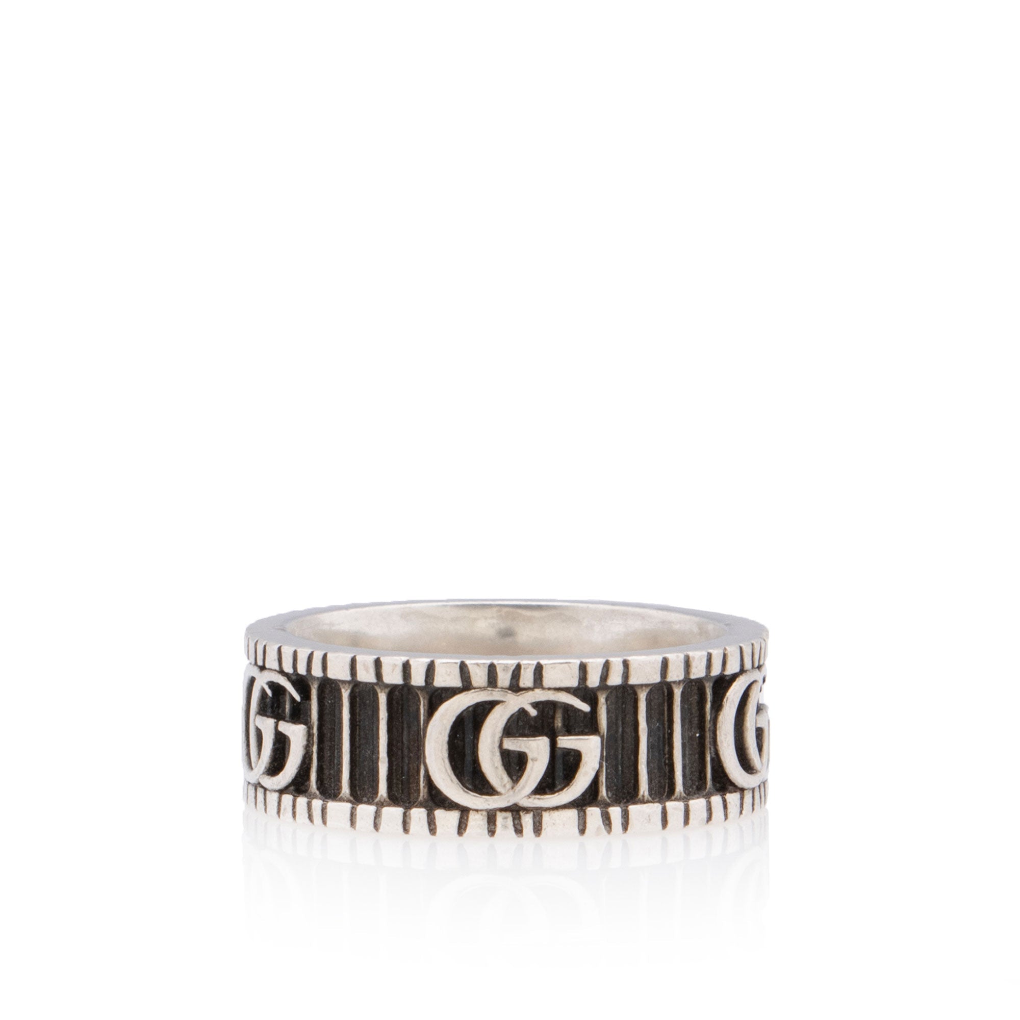 Gucci Sterling Silver GG Wide Ring - Size 7 1/2