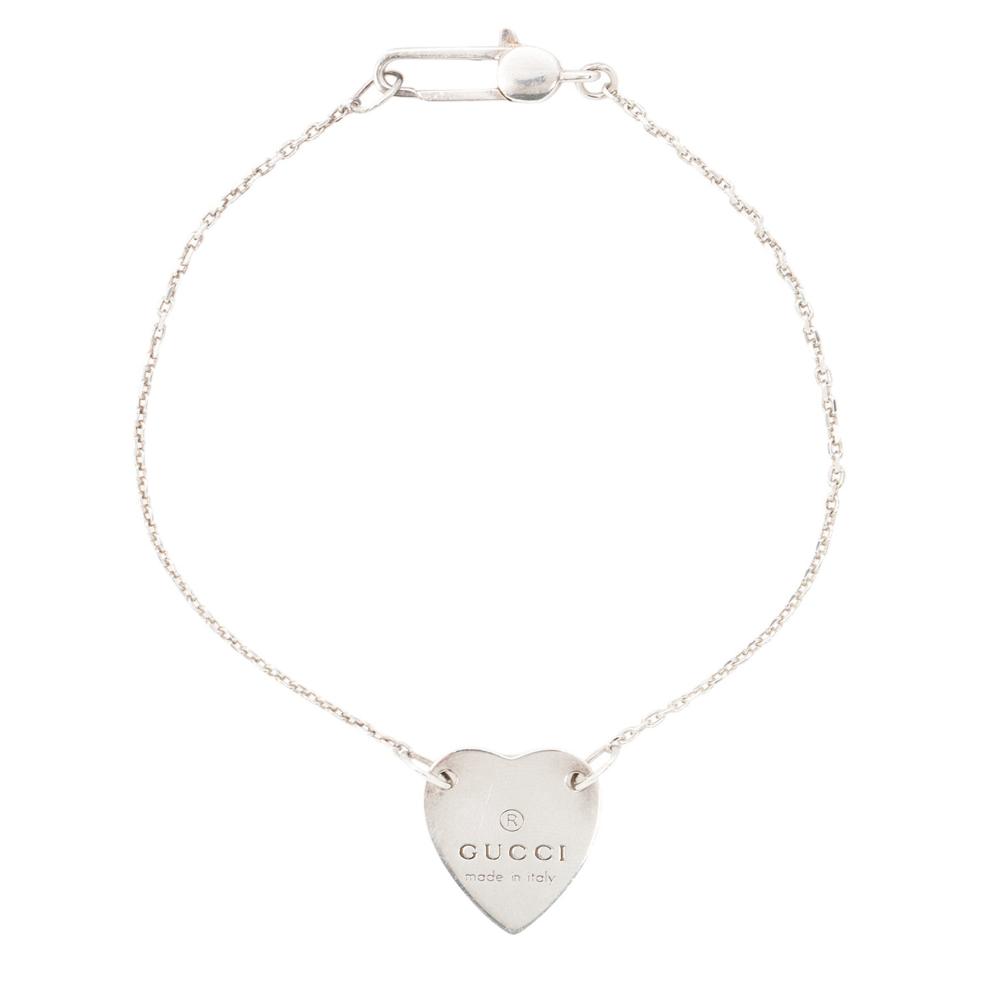 Gucci Sterling Silver Trademark Heart Tag Bracelet