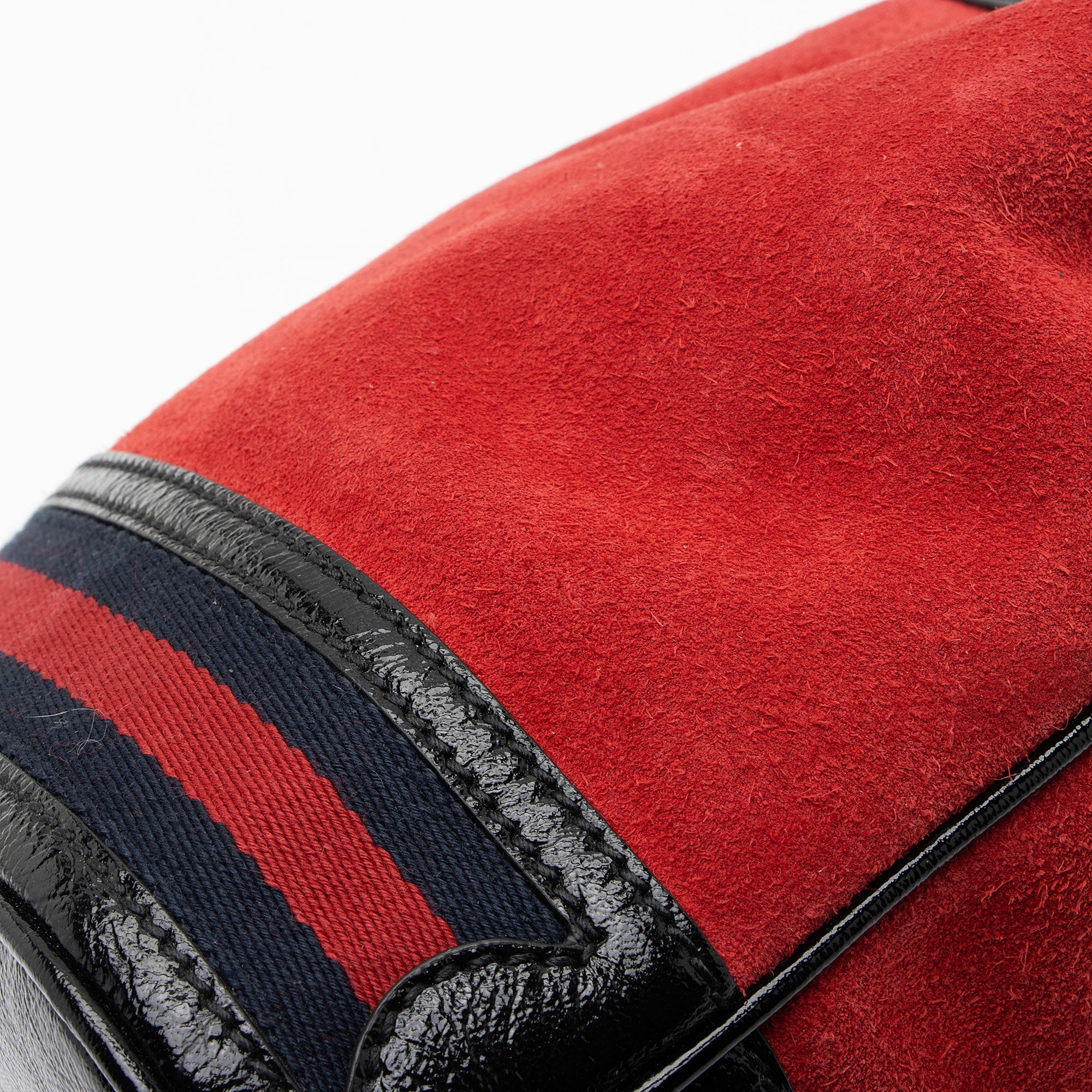 Gucci Suede Patent Leather Ophidia Small Bucket Bag