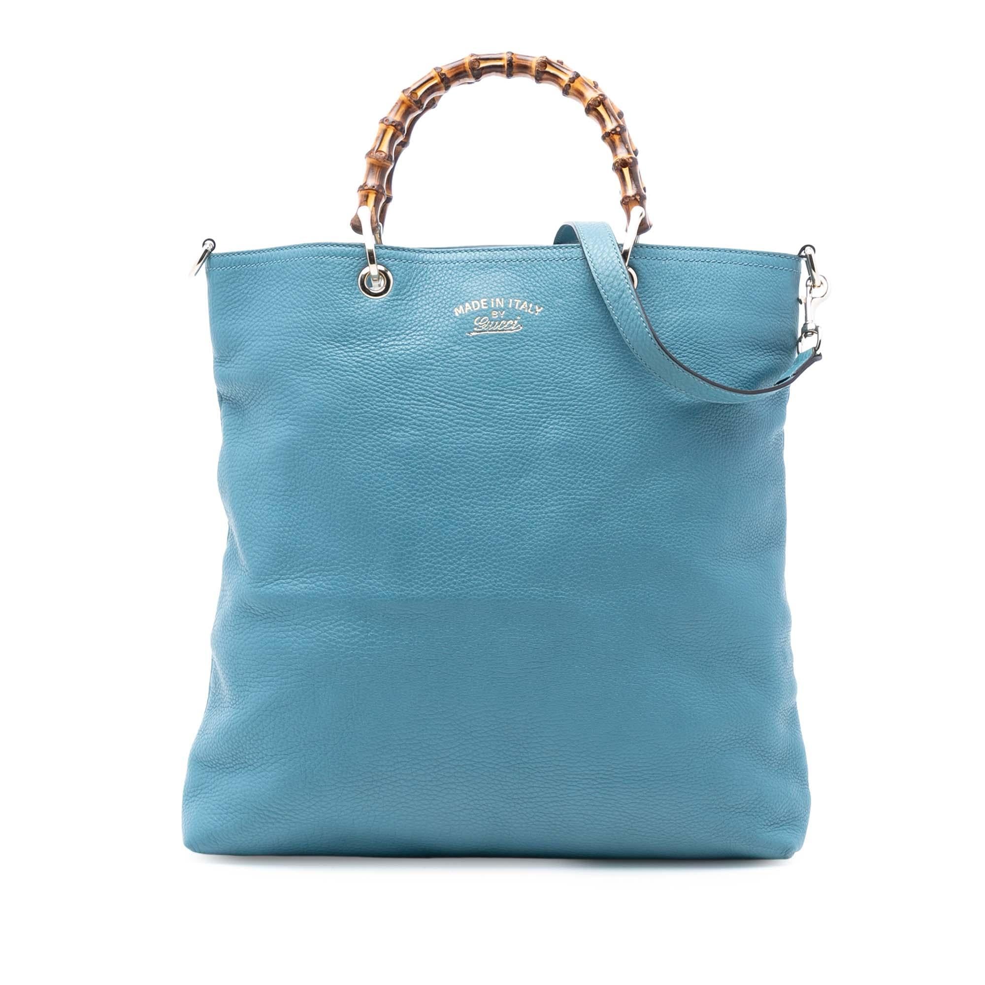Gucci Tall Leather Bamboo Shopper Tote
