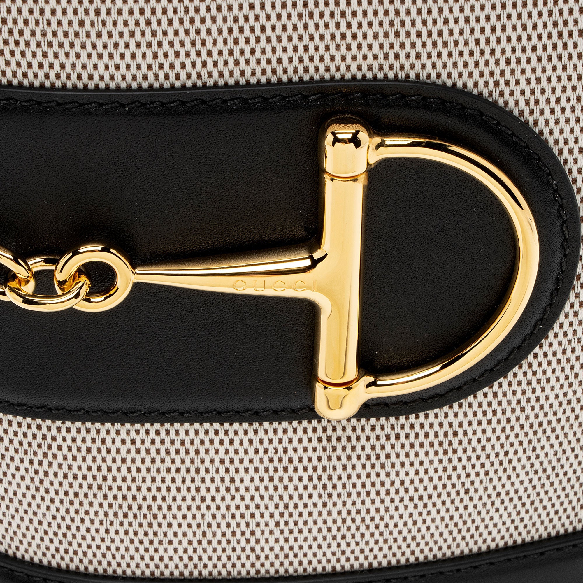 Gucci Toile Leather Horsebit Gucci 73 Small Shoulder Bag