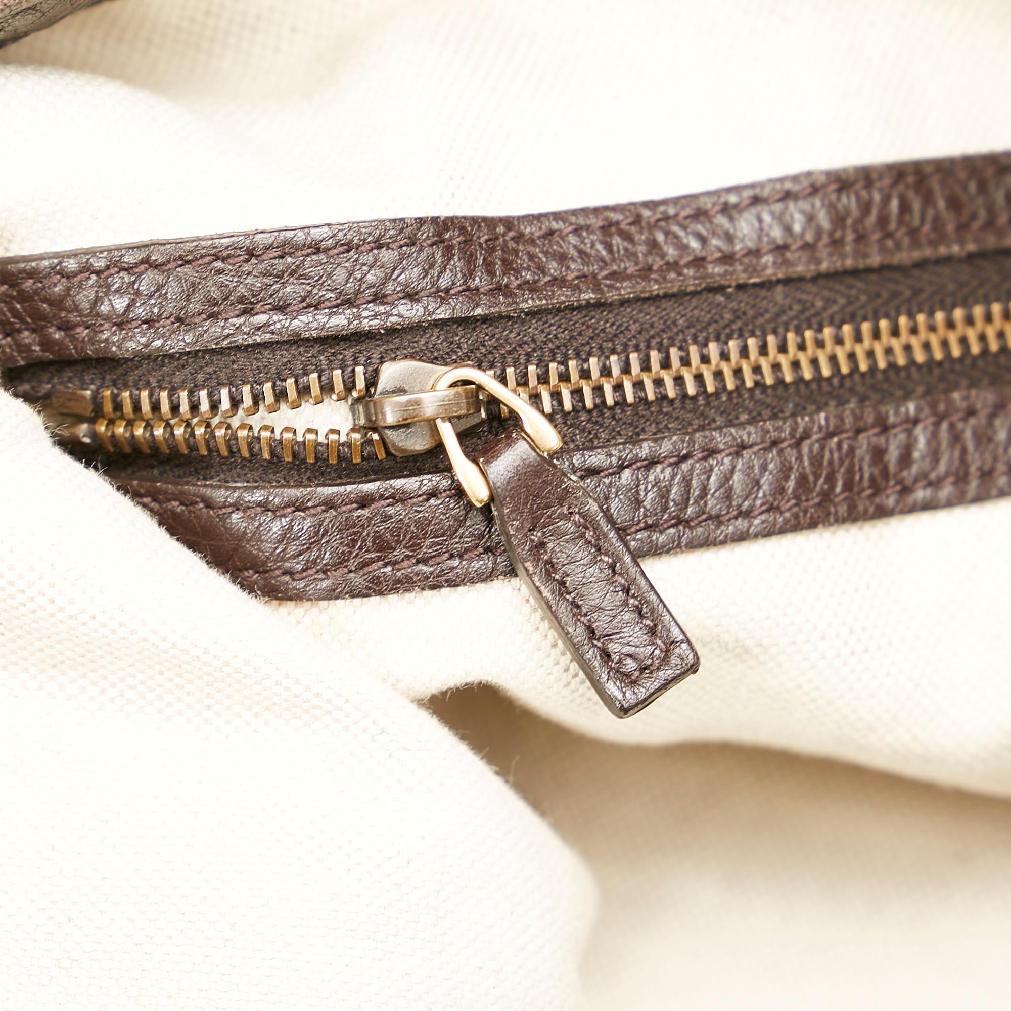 Gucci Twill Leather Shoulder Bag (SHG-31844)