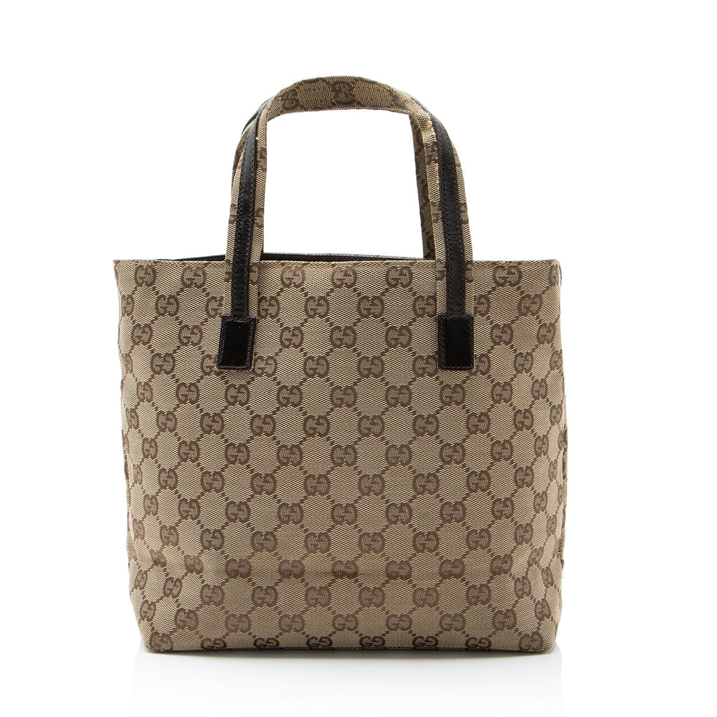 Gucci Vintage GG Canvas Double Pocket Tote