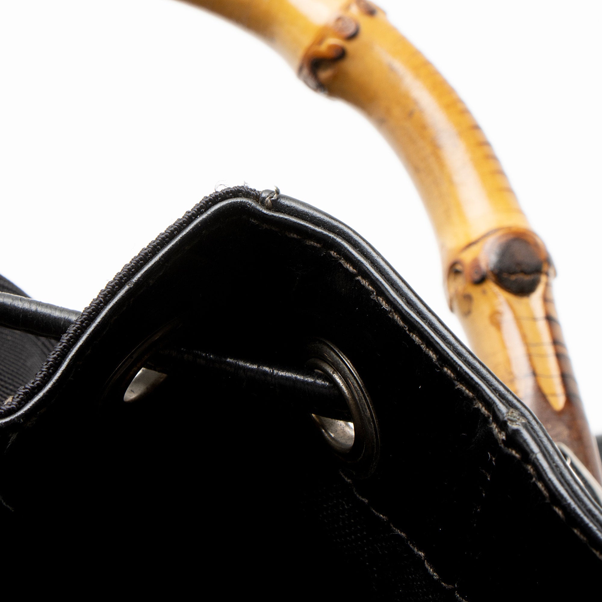 Gucci Vintage Nylon Bamboo Drawstring Bucket Bag