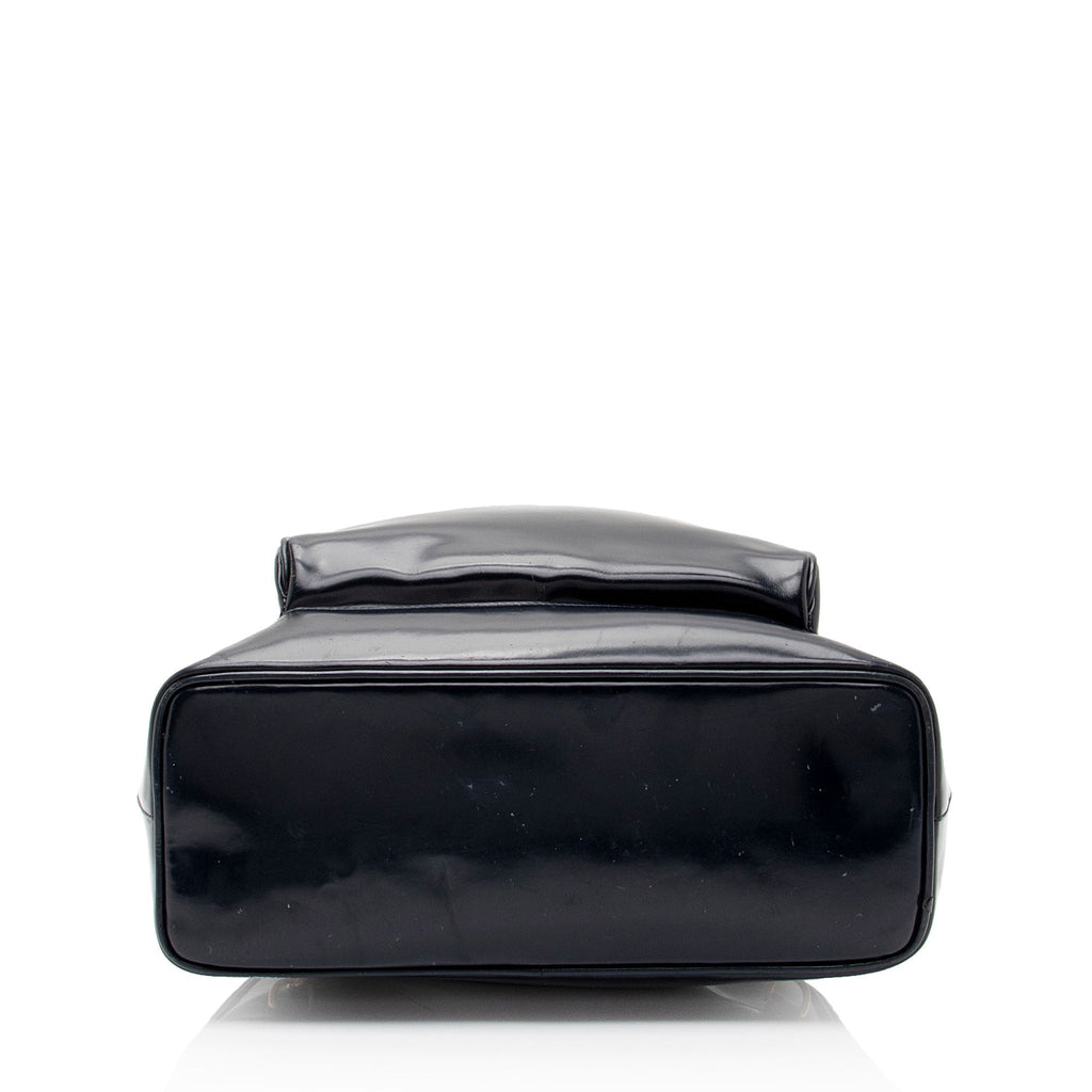 Gucci Vintage Patent Leather Bamboo Sling Backpack (SHF-dSK8BK)